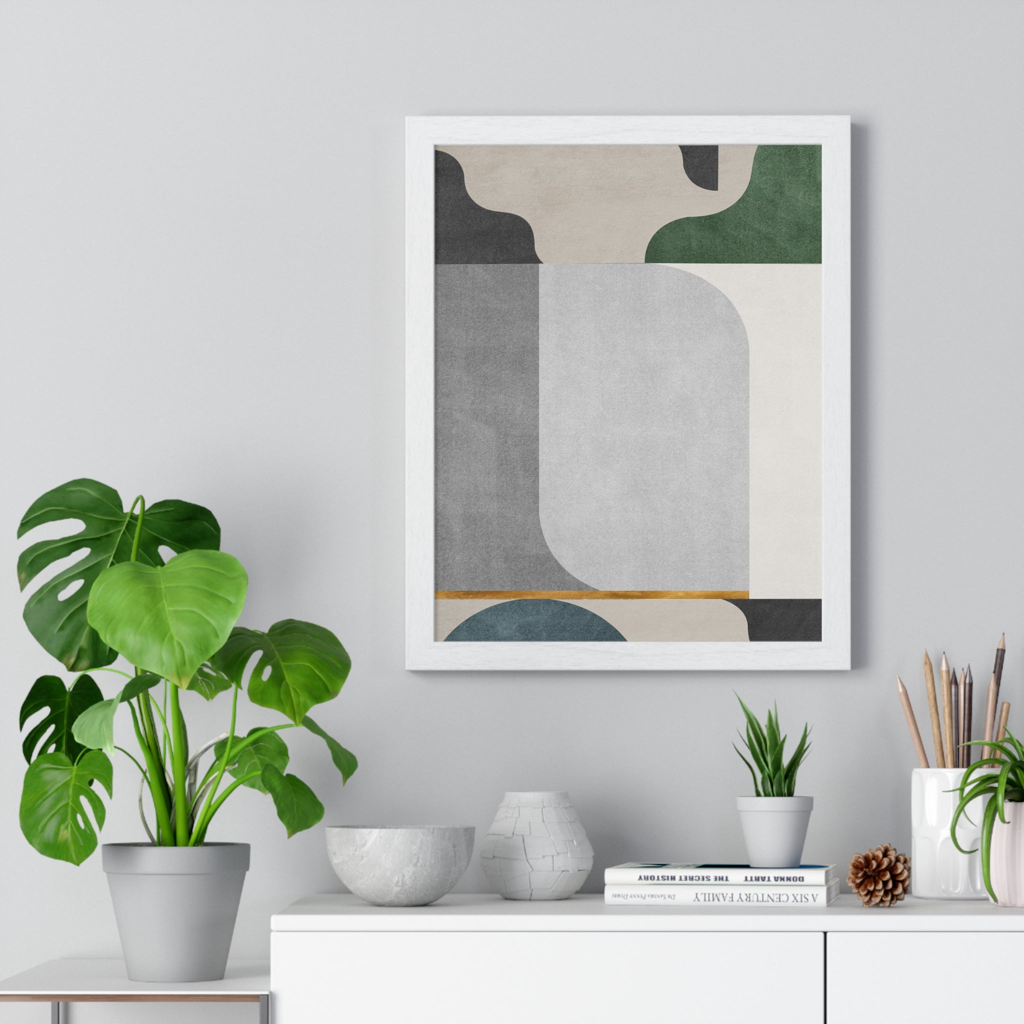 Colorful Abstract Art Wooden Frame Poster - Modern Wall Decor