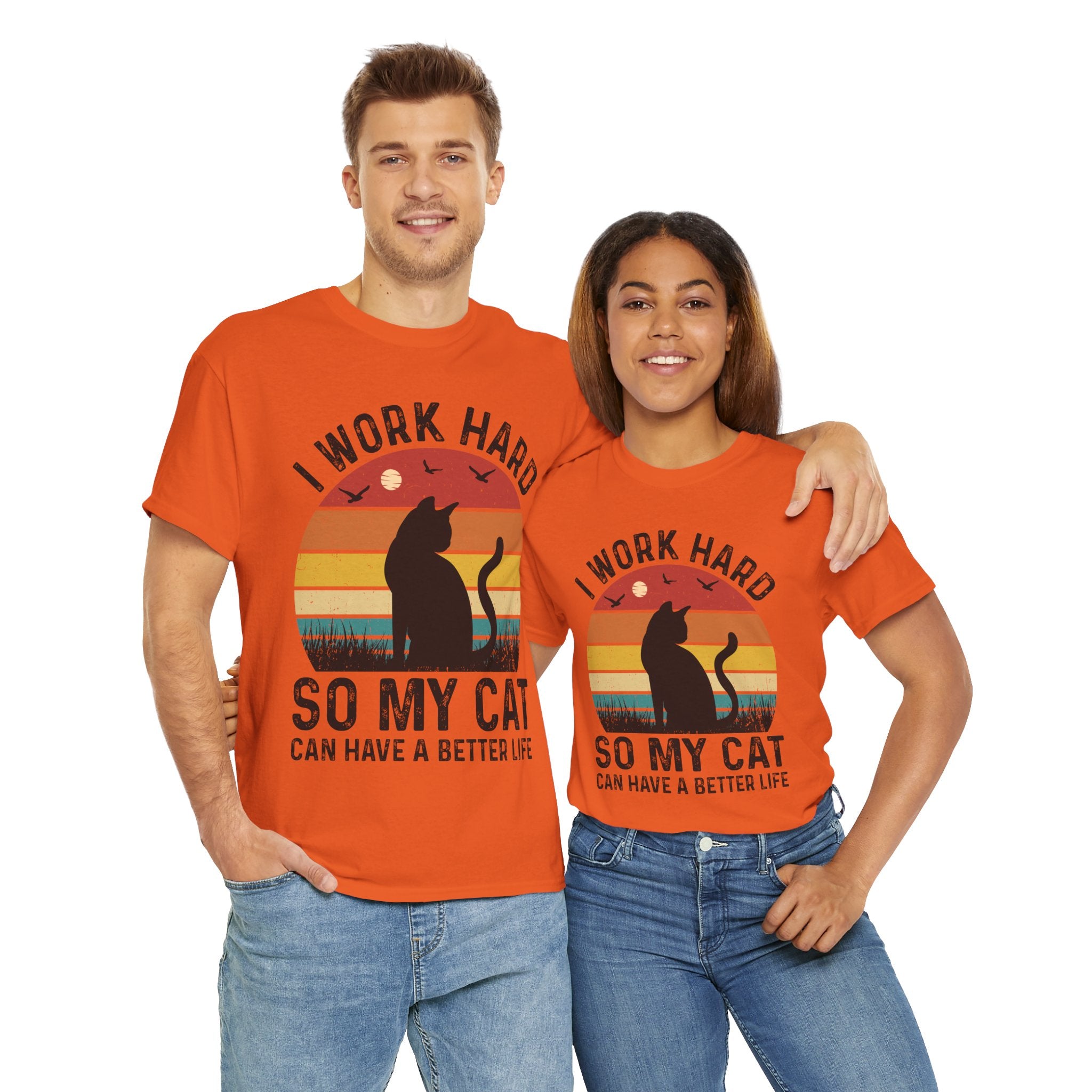 Retro Cat Lover Tee - Work Hard for My Pet