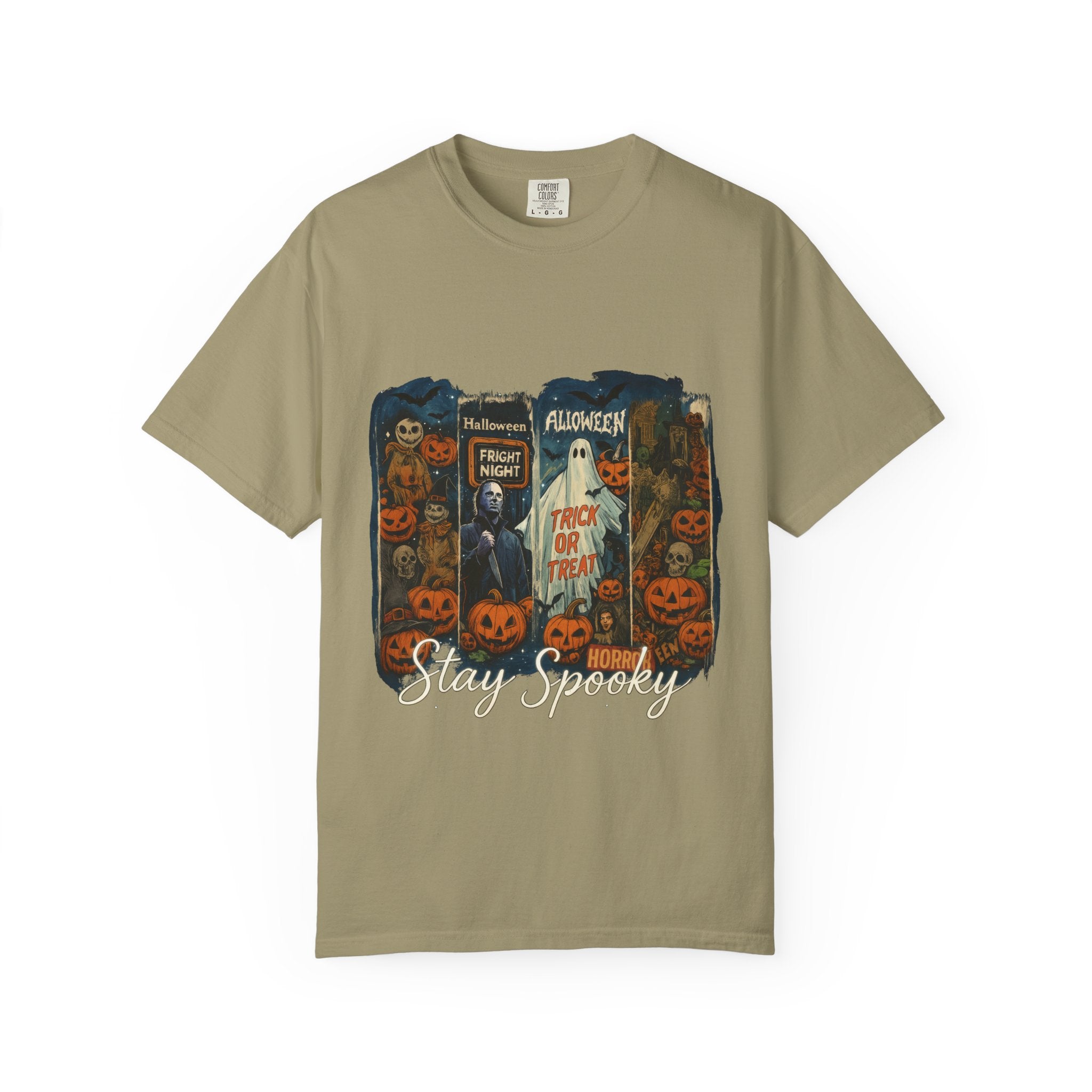 Stay Spooky Halloween Horror T-Shirt – Retro Slasher, Ghost, Pumpkins & Fright Night Design
