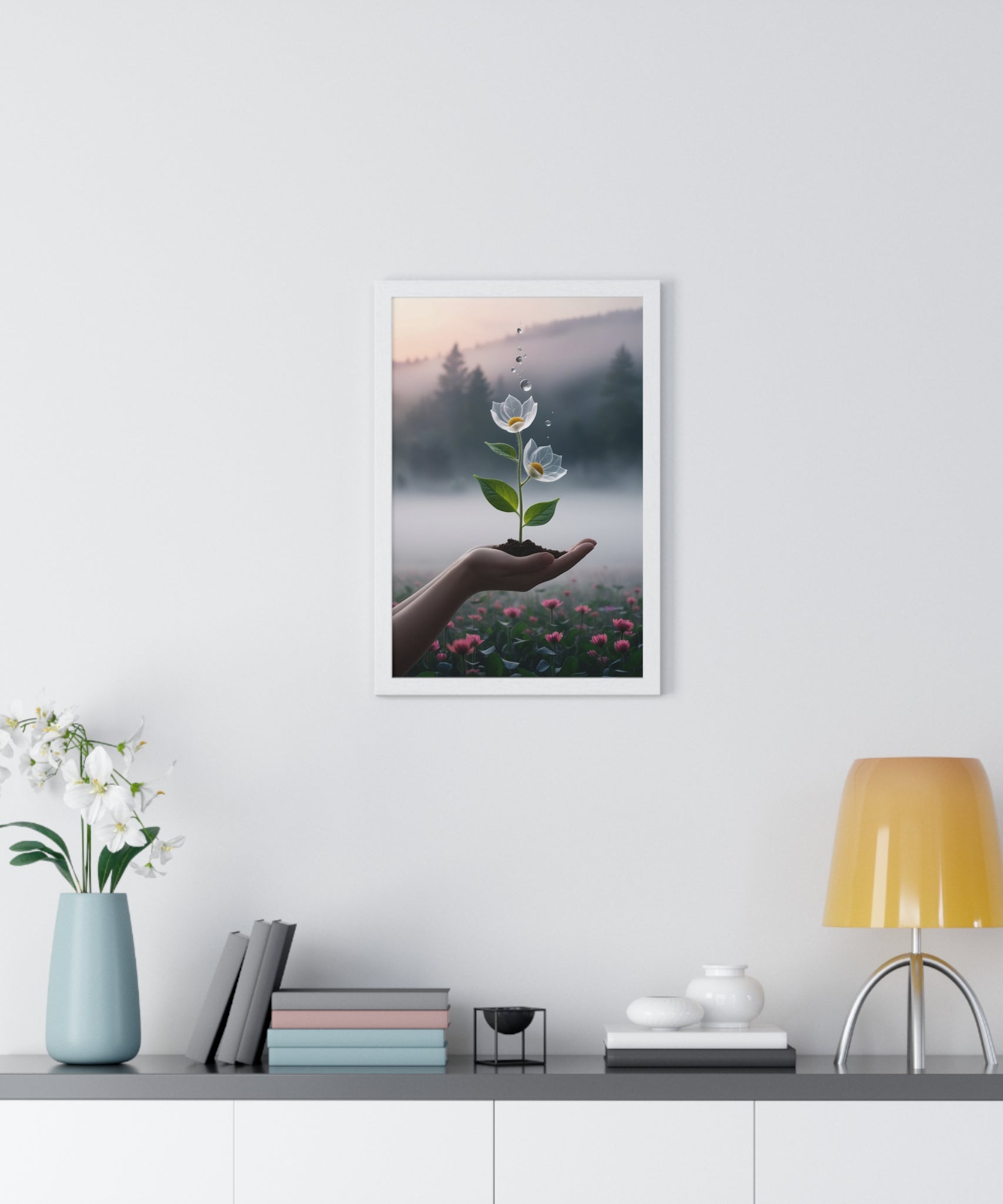 Vertical Framed Poster - Floral Growth Inspirational Wall Art, Botanical Decor, Nature Lovers Gift, Modern Aesthetic, Home Office Decoration - Gallory Hive
