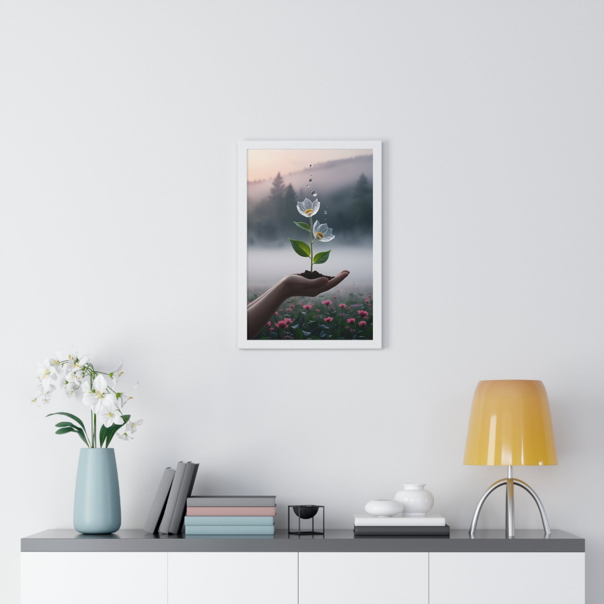 Vertical Framed Poster - Floral Growth Inspirational Wall Art, Botanical Decor, Nature Lovers Gift, Modern Aesthetic, Home Office Decoration - Gallory Hive