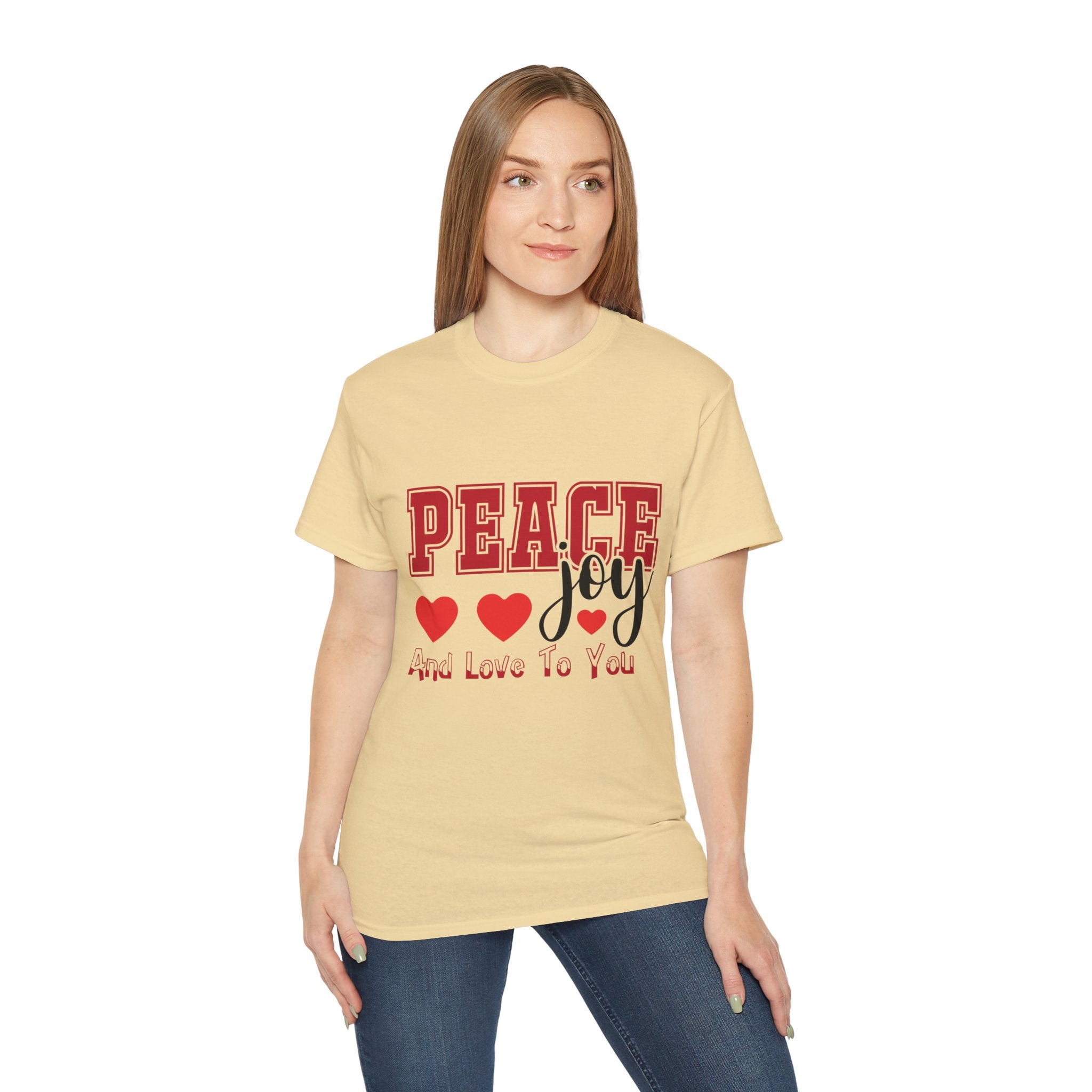 Peace, Joy & Love Retro Christmas T-Shirt | Gallory Hive