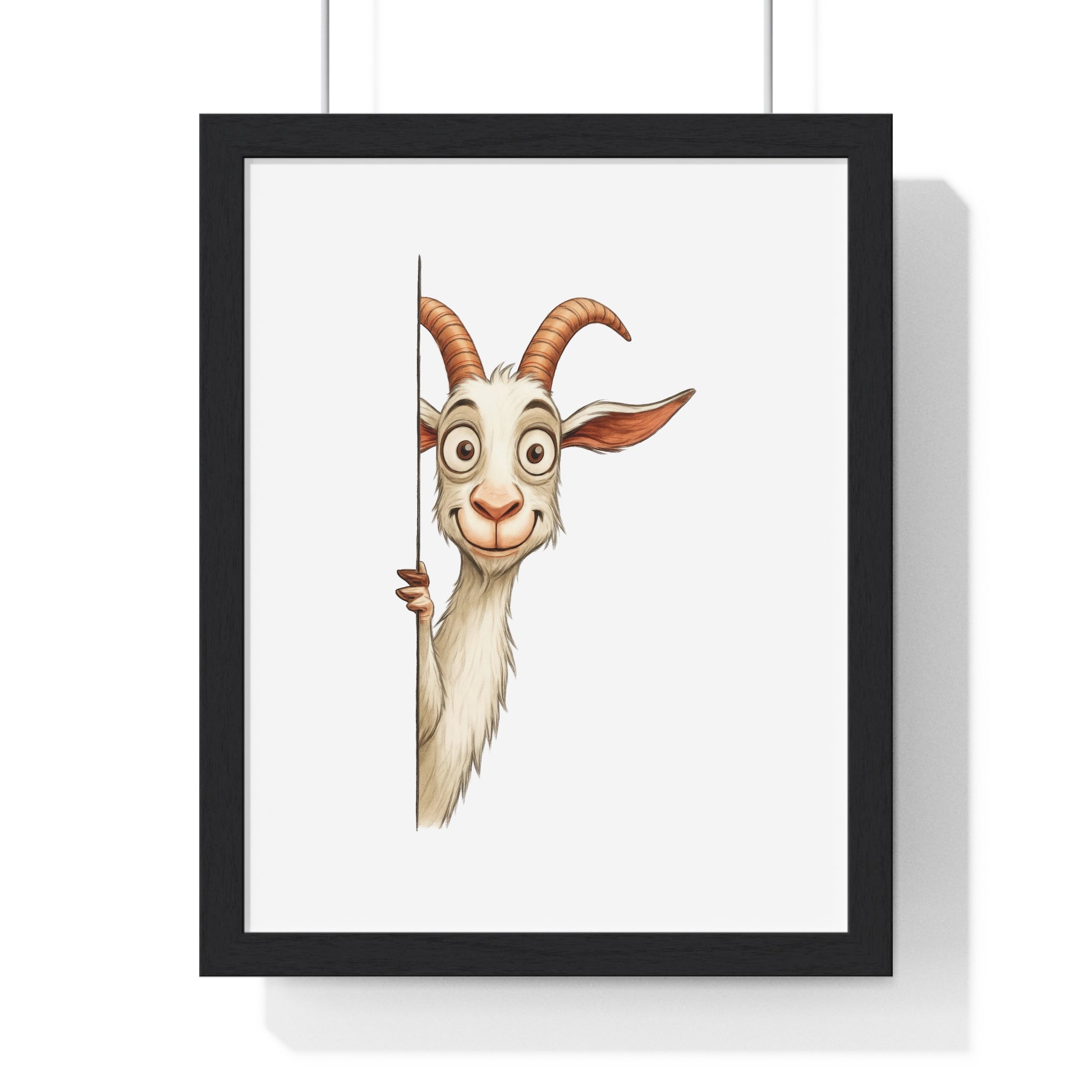 Wooden Frame Wall Decor with Goofy Goat Print