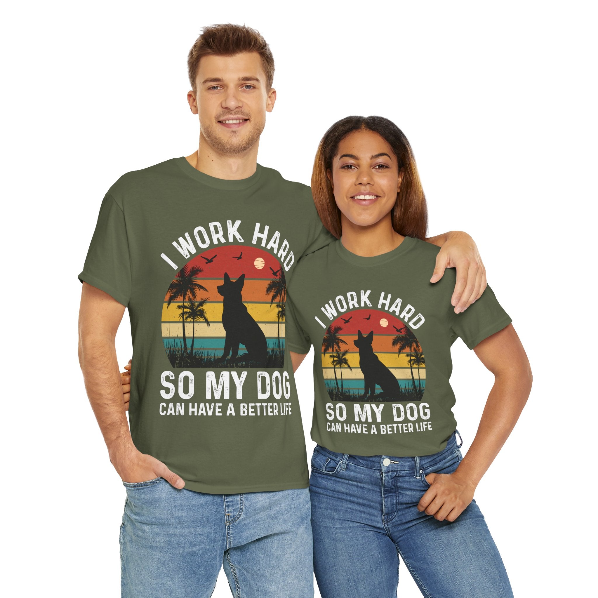 Retro Dog Lover Tee - Work Hard for My Pet