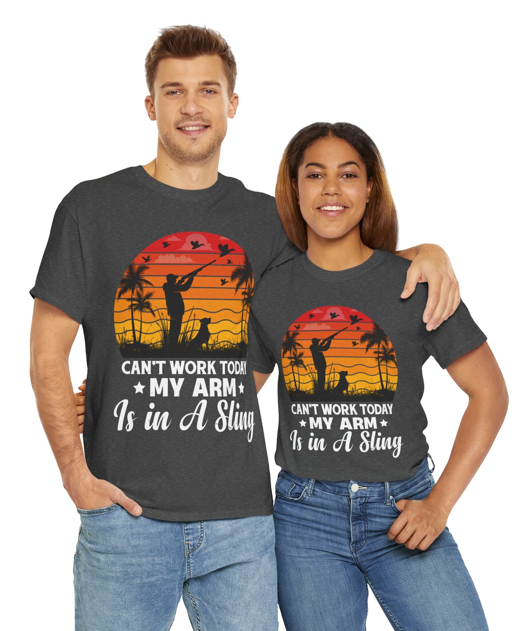 Hunter & Dog Tee – Retro Sunset Scene