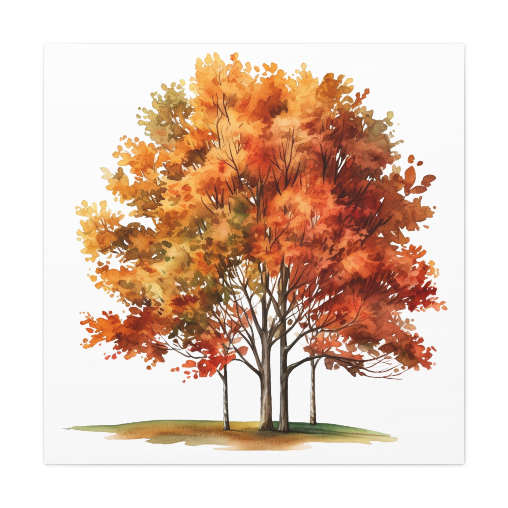 Majestic Autumn Tree Watercolor – Fall Foliage Canvas Wall Art
