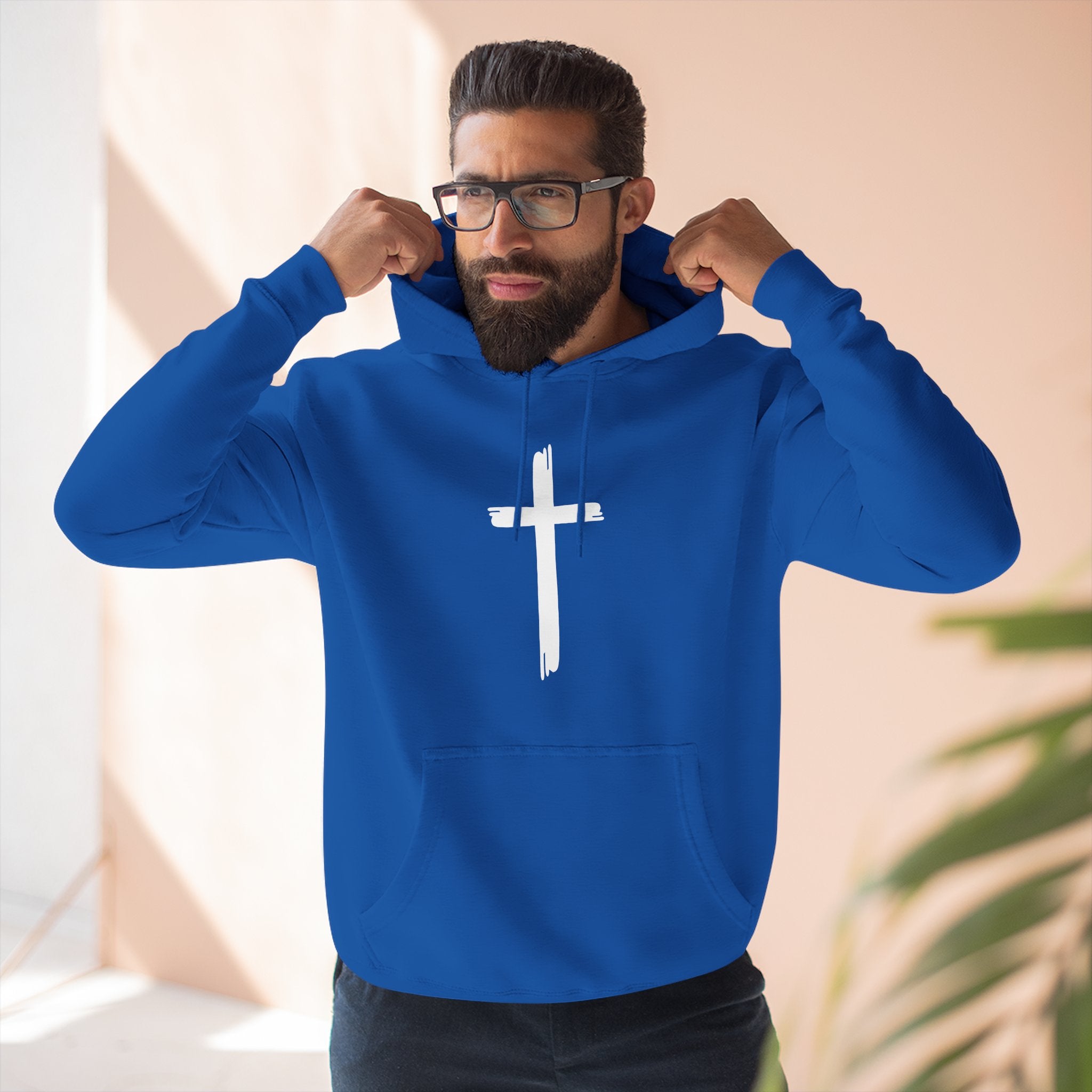 Faith-Inspired Fleece Hoodie, Comfortable Hoodie, Spiritual Gift, Cross Design, Inspirational Fashion, Cozy & Stylish