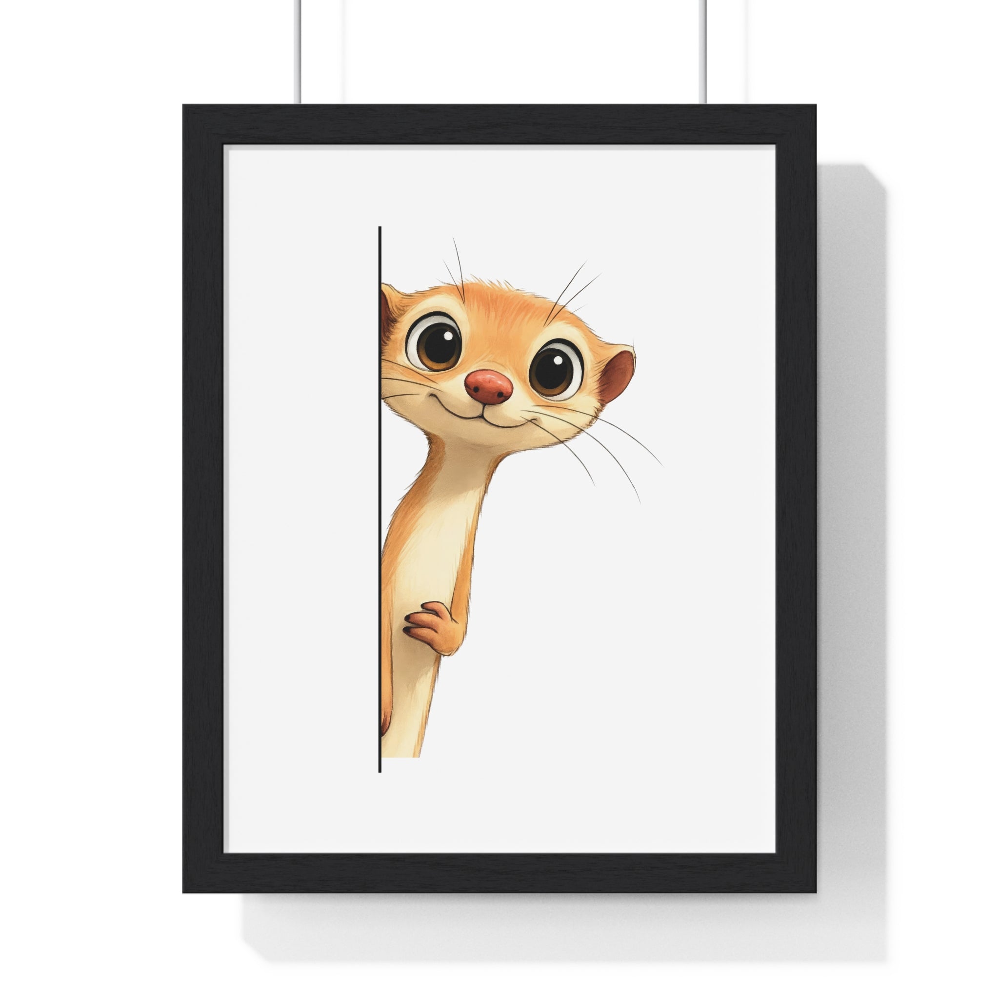 Wooden Frame Wall Decor with Cute Meerkat Print