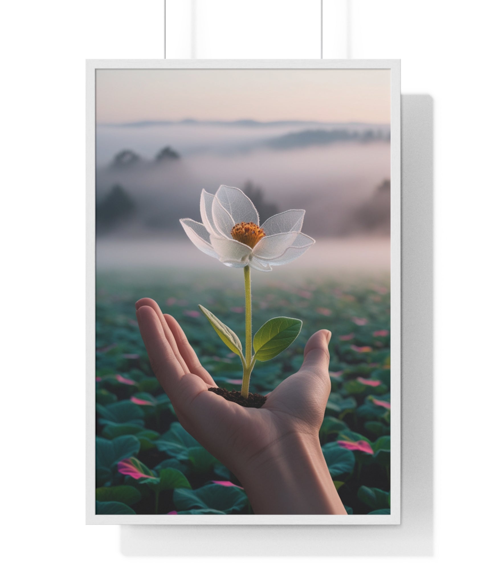 Framed Poster, Serene Floral Wall Art, Nature Print, Gift for Garden Lovers, Motivational Decor, Vertical Art Print - Gallory Hive