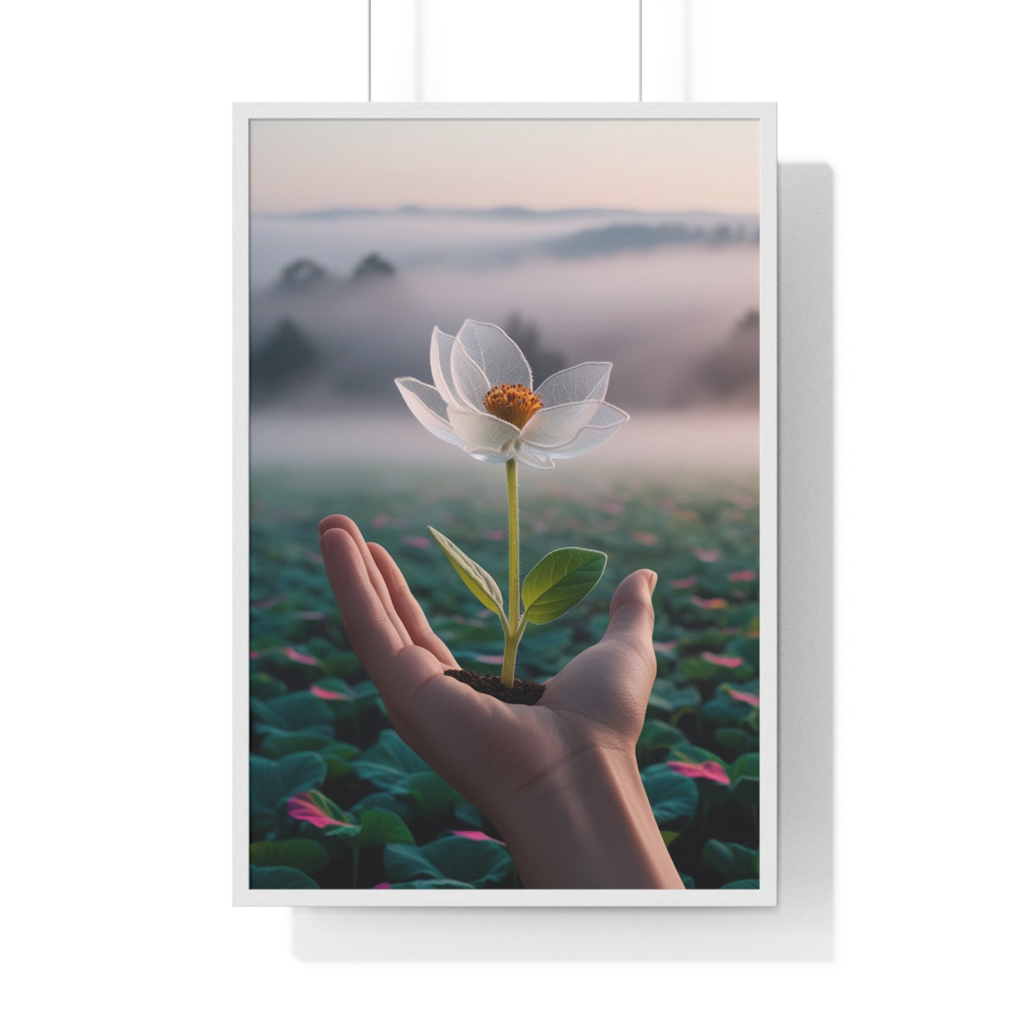 Framed Poster, Serene Floral Wall Art, Nature Print, Gift for Garden Lovers, Motivational Decor, Vertical Art Print
