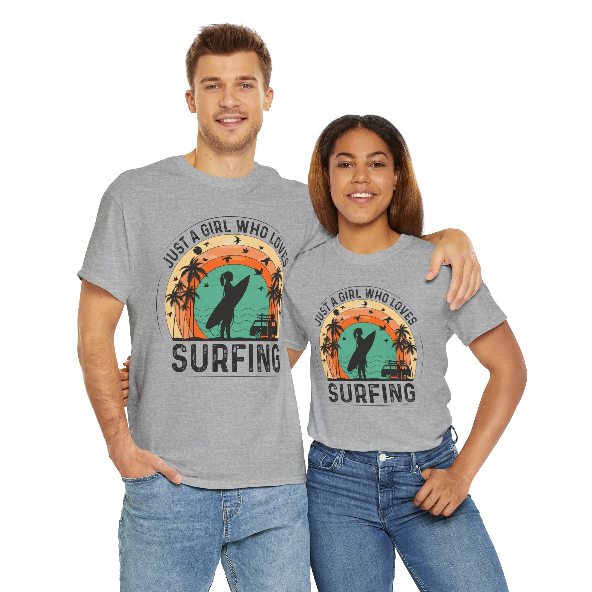 Beach Girl Surfing Retro Tee