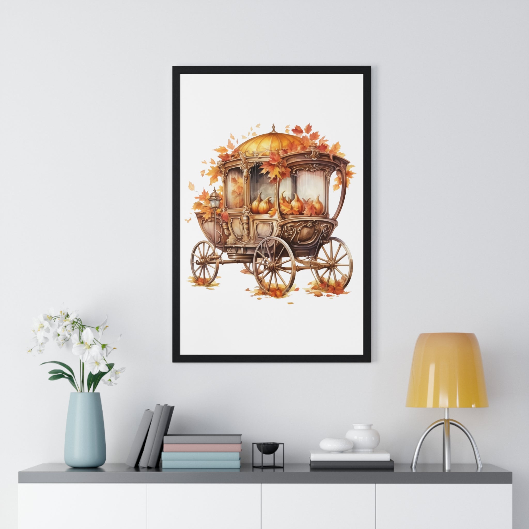 Autumn Pumpkin Carriage – Vintage Fall Wall Art | Gallory Hive