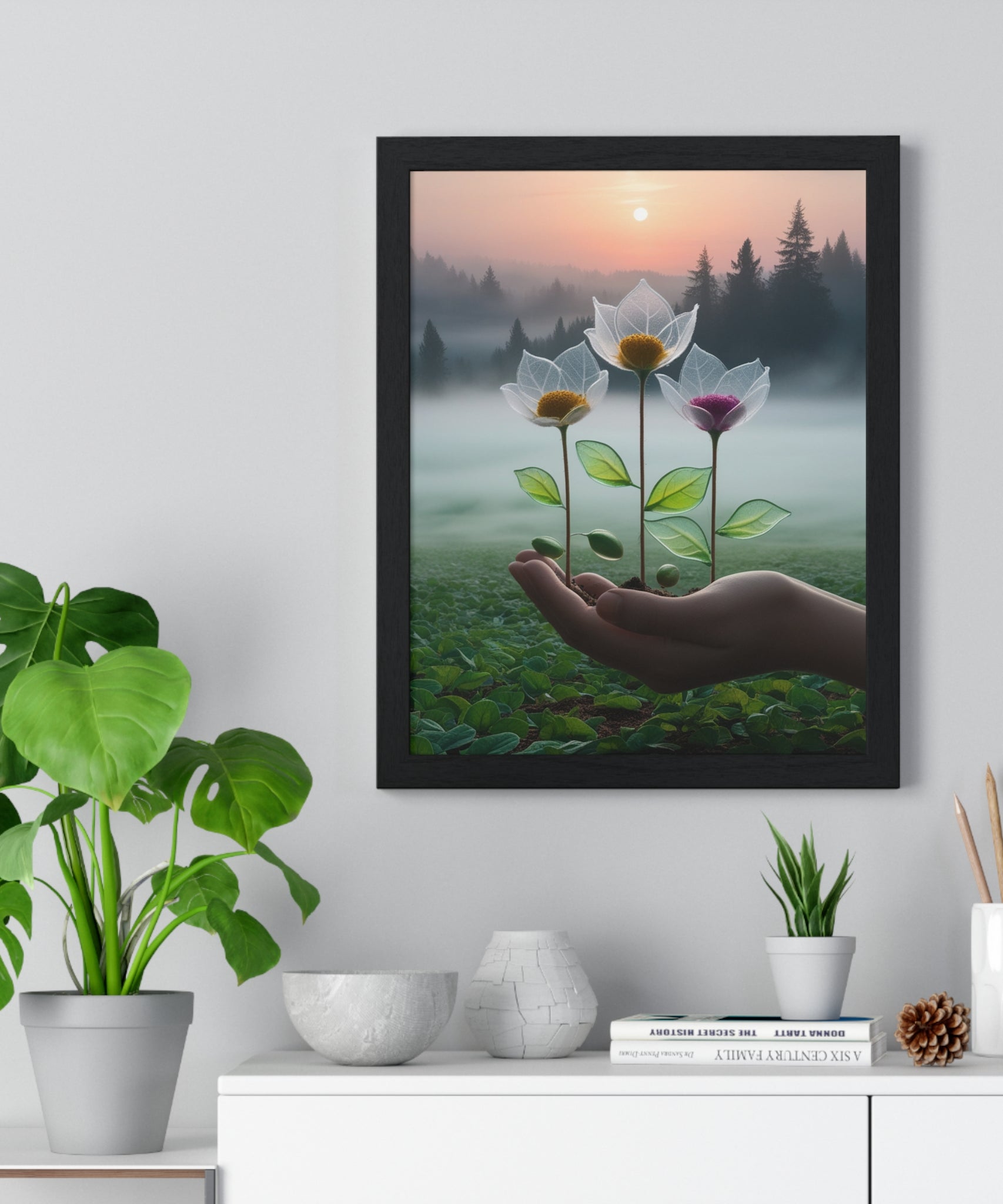 Nature Botanical Vertical Framed Poster, Serene Floral Wall Art, Inspirational Home Decor, Botanical Print, Gift for Garden Lovers - Gallory Hive