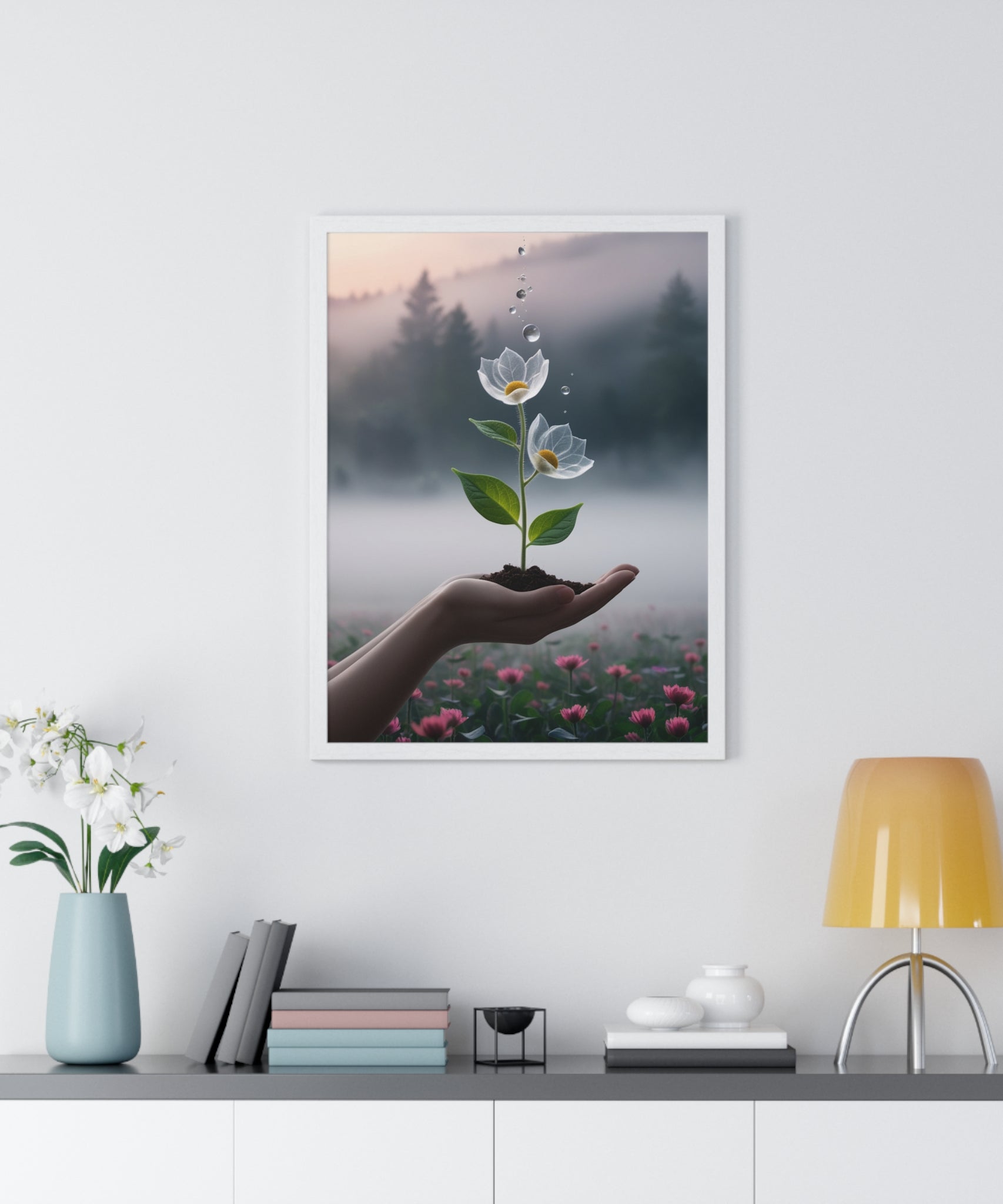 Vertical Framed Poster - Floral Growth Inspirational Wall Art, Botanical Decor, Nature Lovers Gift, Modern Aesthetic, Home Office Decoration - Gallory Hive