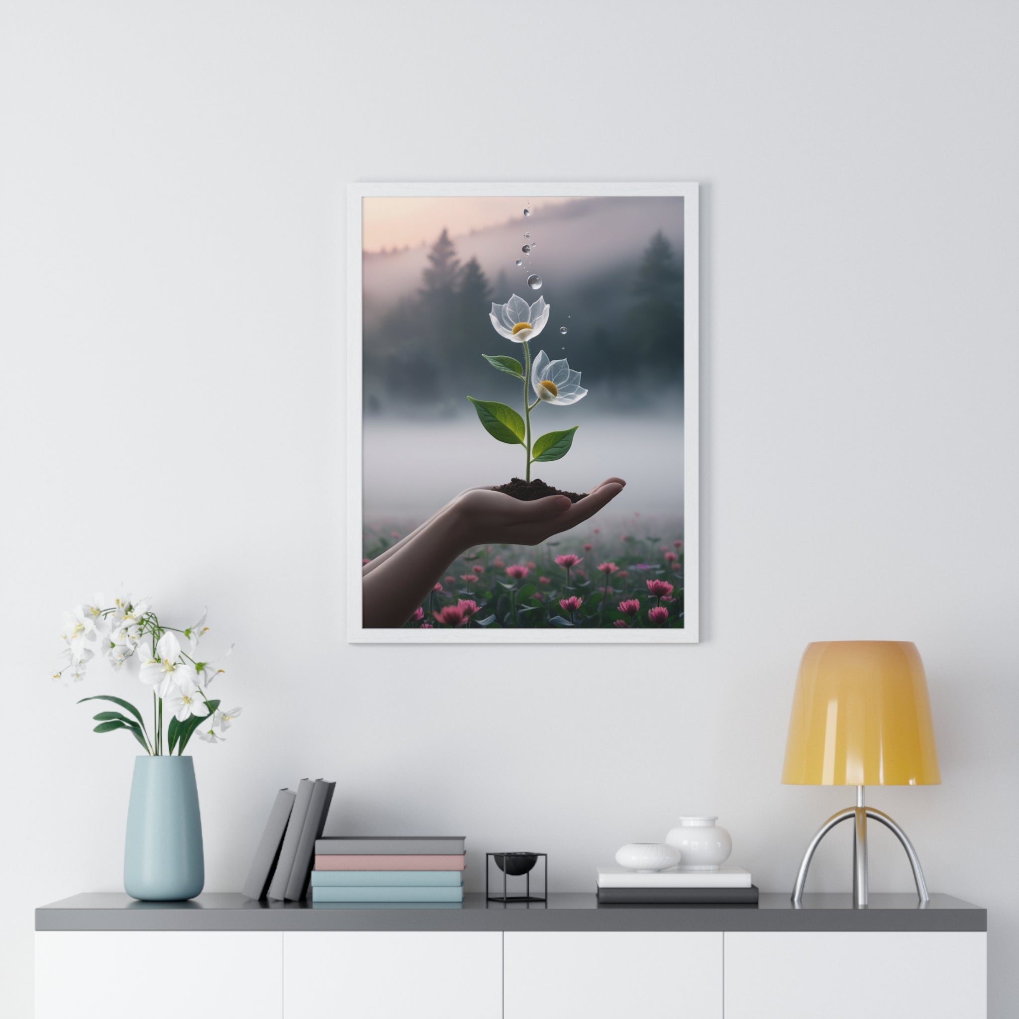 Vertical Framed Poster - Floral Growth Inspirational Wall Art, Botanical Decor, Nature Lovers Gift, Modern Aesthetic, Home Office Decoration - Gallory Hive