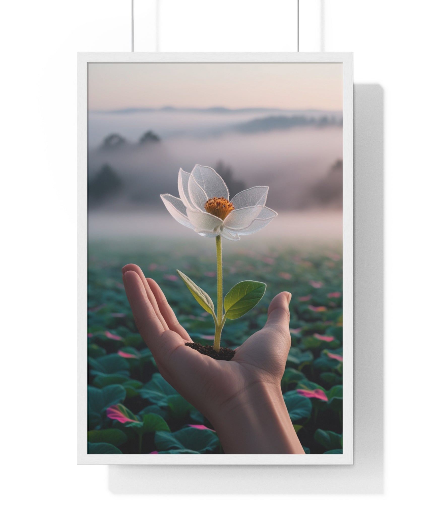 Framed Poster, Serene Floral Wall Art, Nature Print, Gift for Garden Lovers, Motivational Decor, Vertical Art Print - Gallory Hive