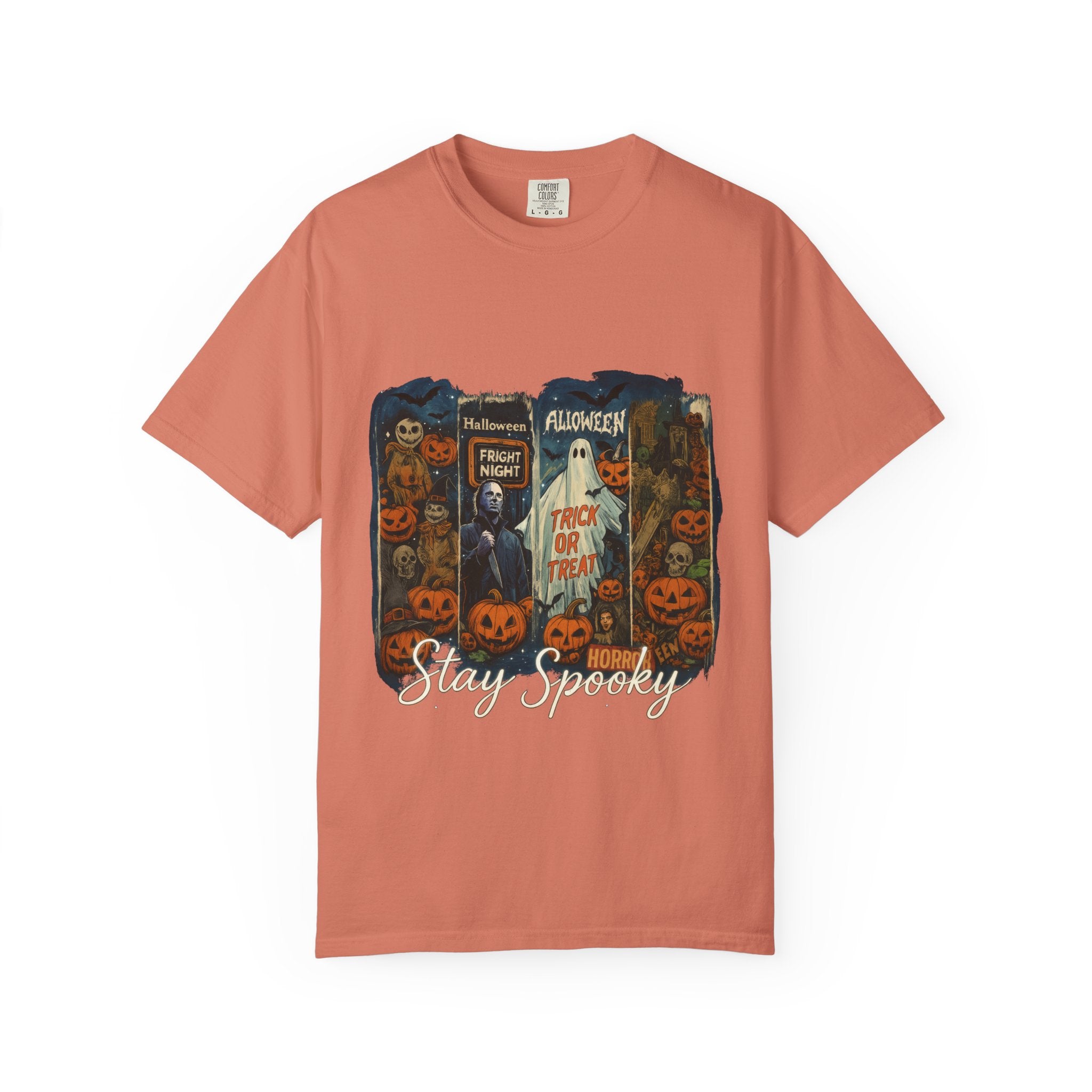 Stay Spooky Halloween Horror T-Shirt – Retro Slasher, Ghost, Pumpkins & Fright Night Design