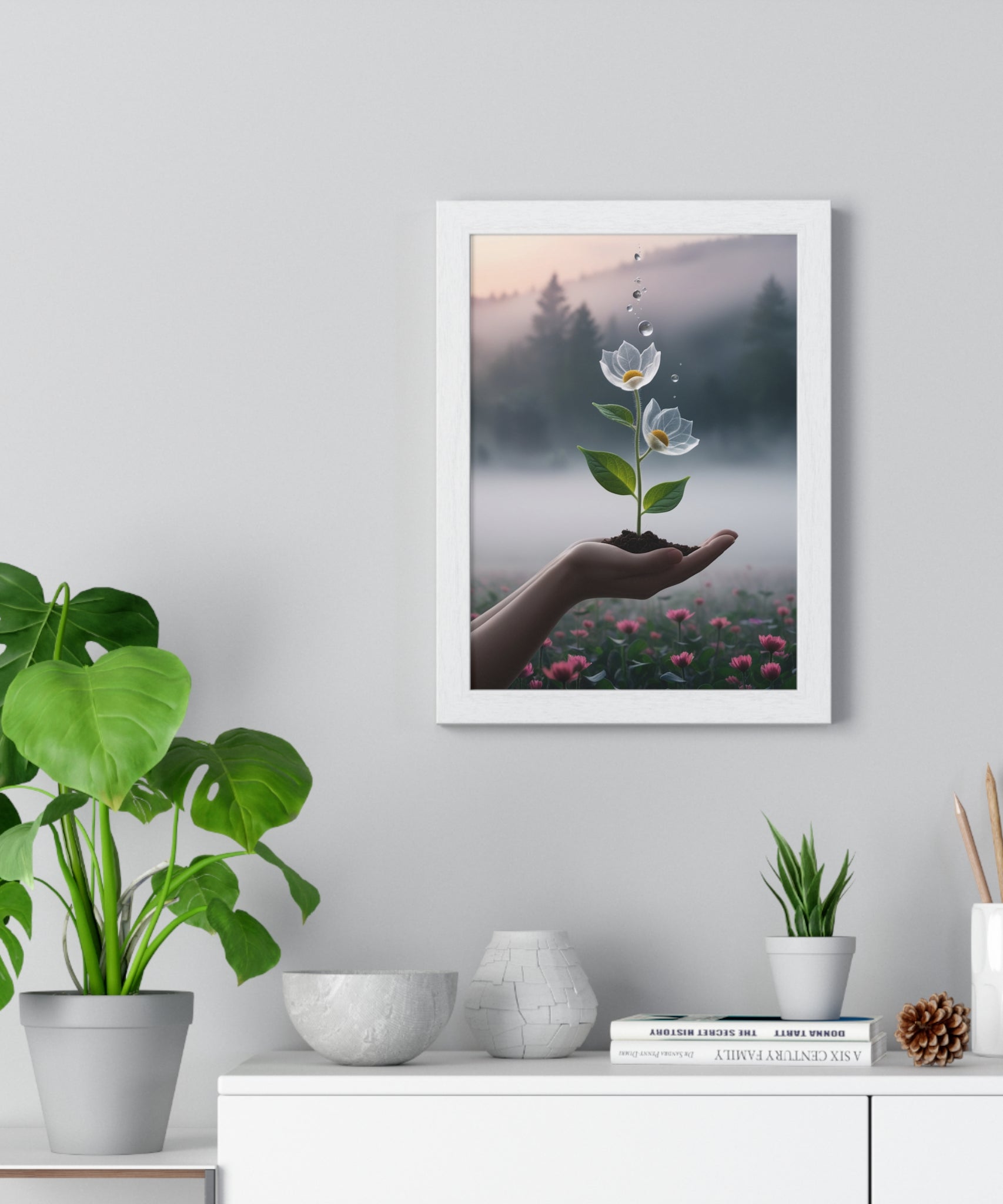 Vertical Framed Poster - Floral Growth Inspirational Wall Art, Botanical Decor, Nature Lovers Gift, Modern Aesthetic, Home Office Decoration - Gallory Hive