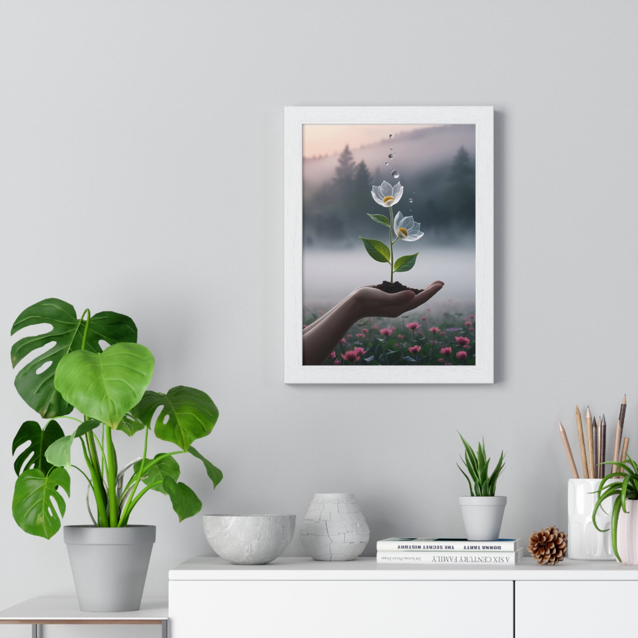 Vertical Framed Poster - Floral Growth Inspirational Wall Art, Botanical Decor, Nature Lovers Gift, Modern Aesthetic, Home Office Decoration - Gallory Hive