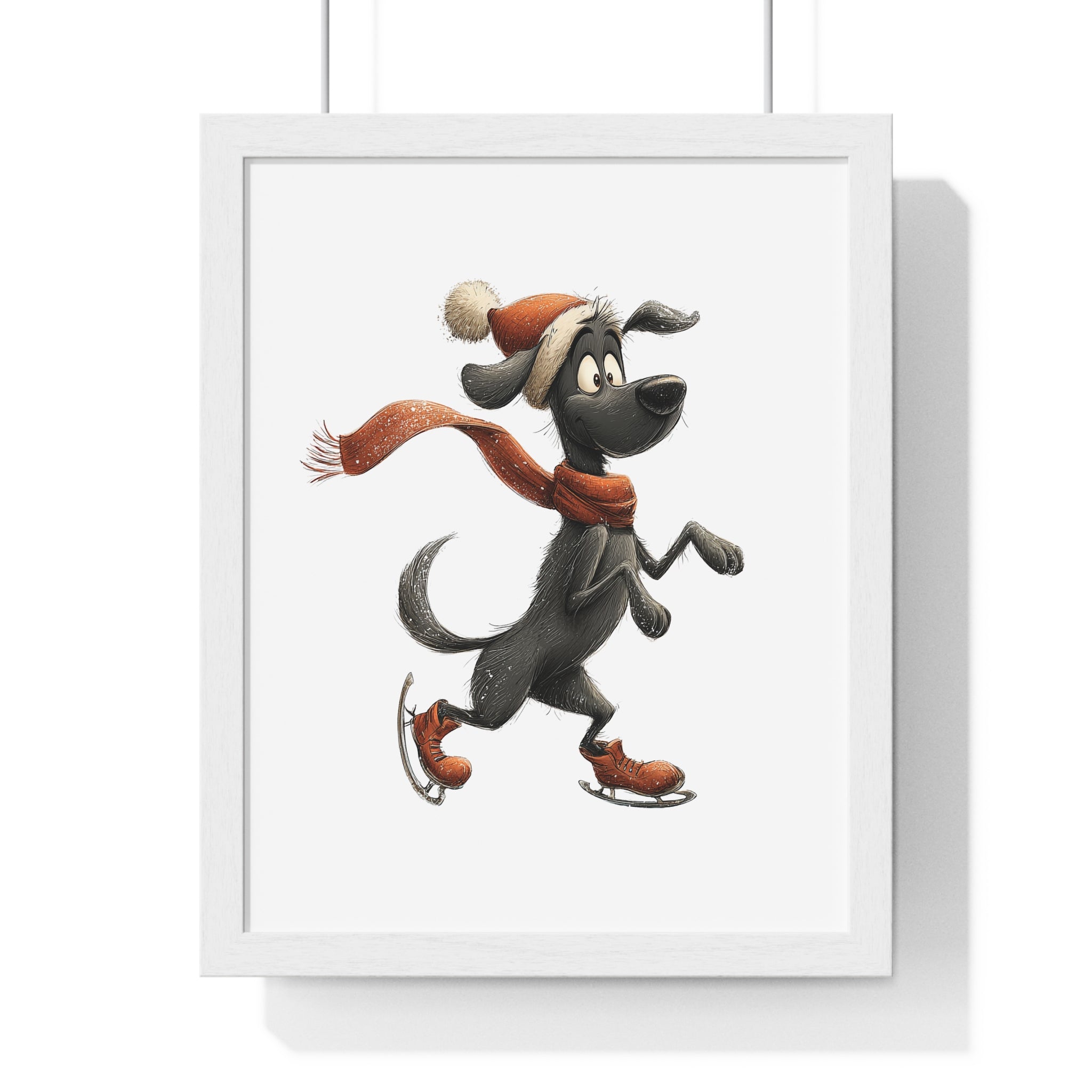 Whimsical Ice-Skating Dog Wooden Wall Art – Winter Holiday Decor - Gallory Hive