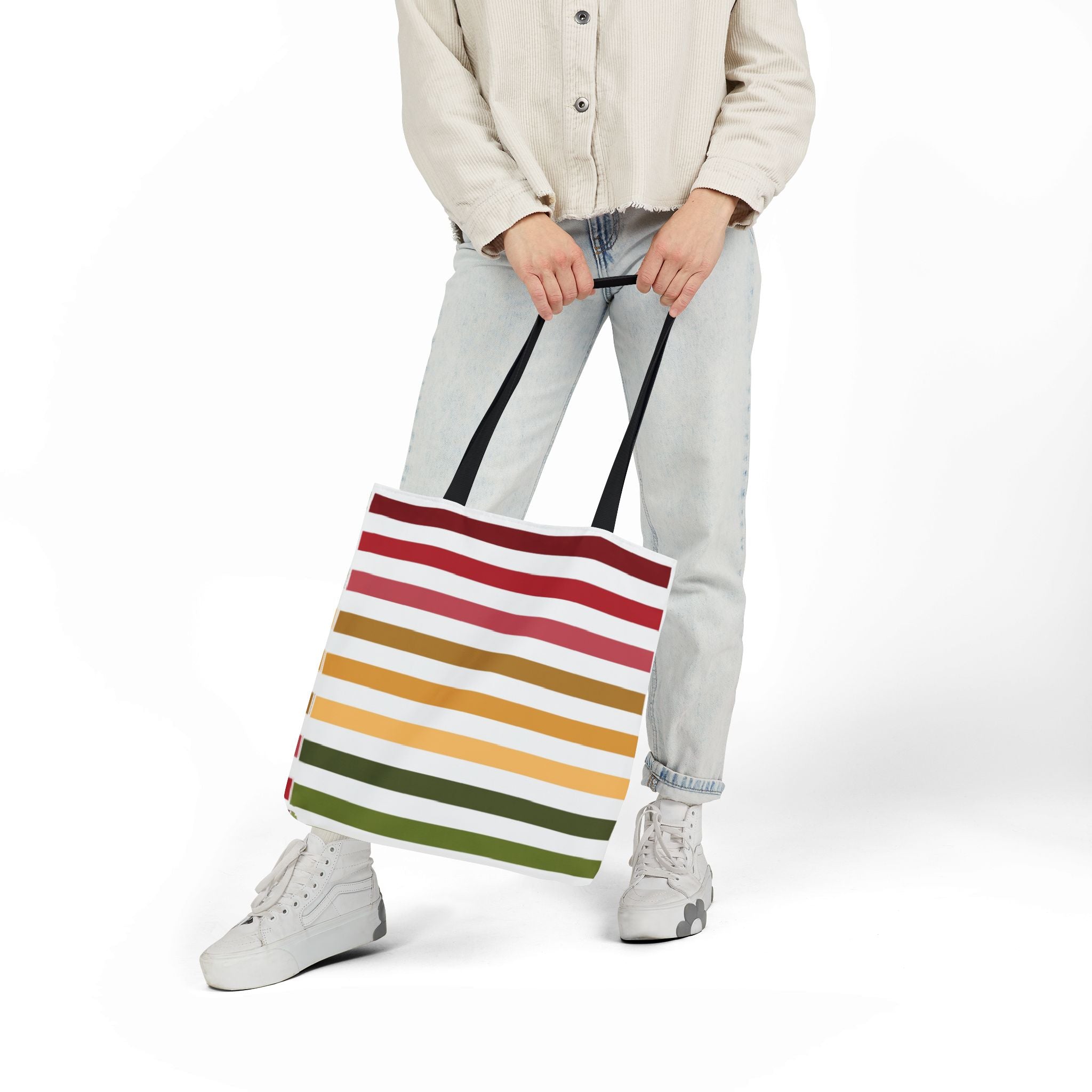 Multicolor Horizontal Lines Canvas Tote