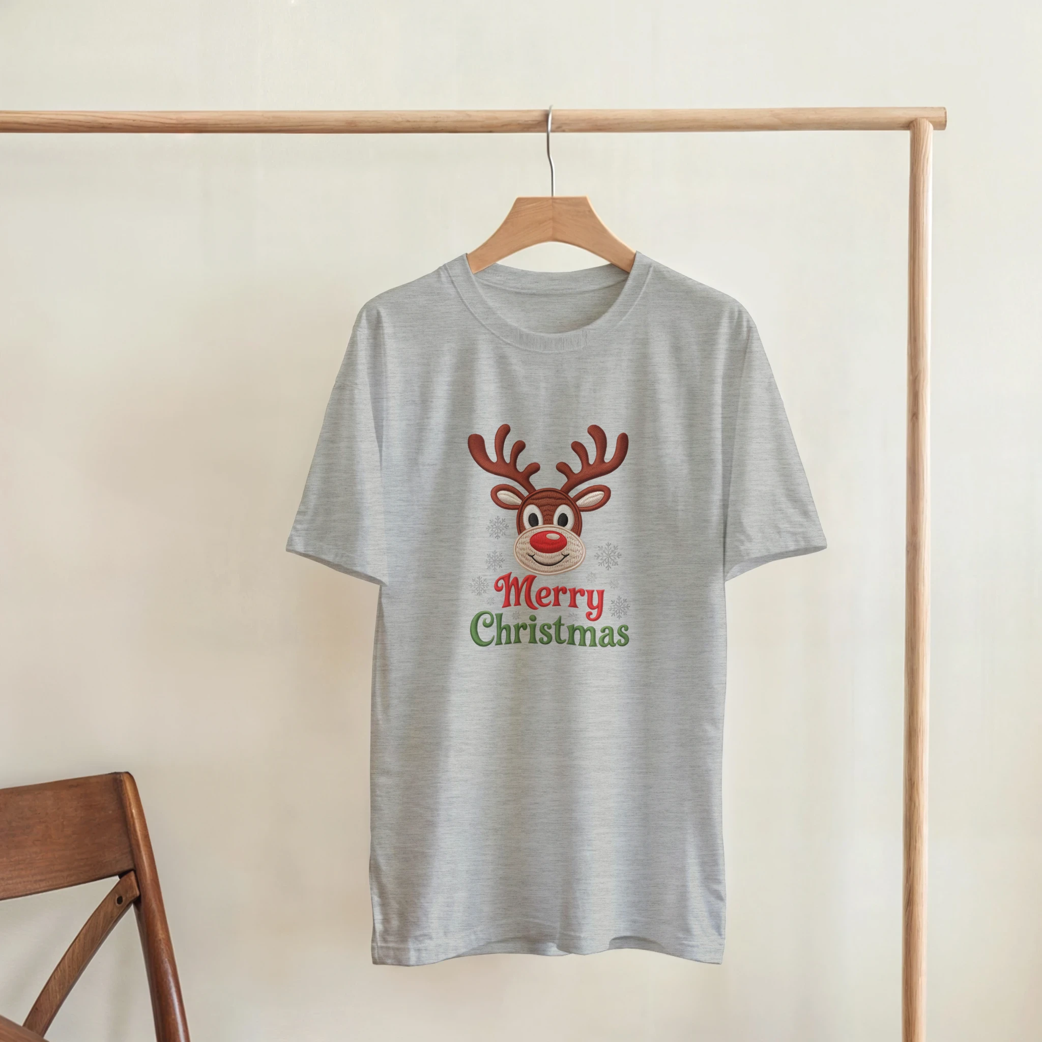 Festive Reindeer Merry Christmas Crewneck T-Shirt | Gallory Hive
