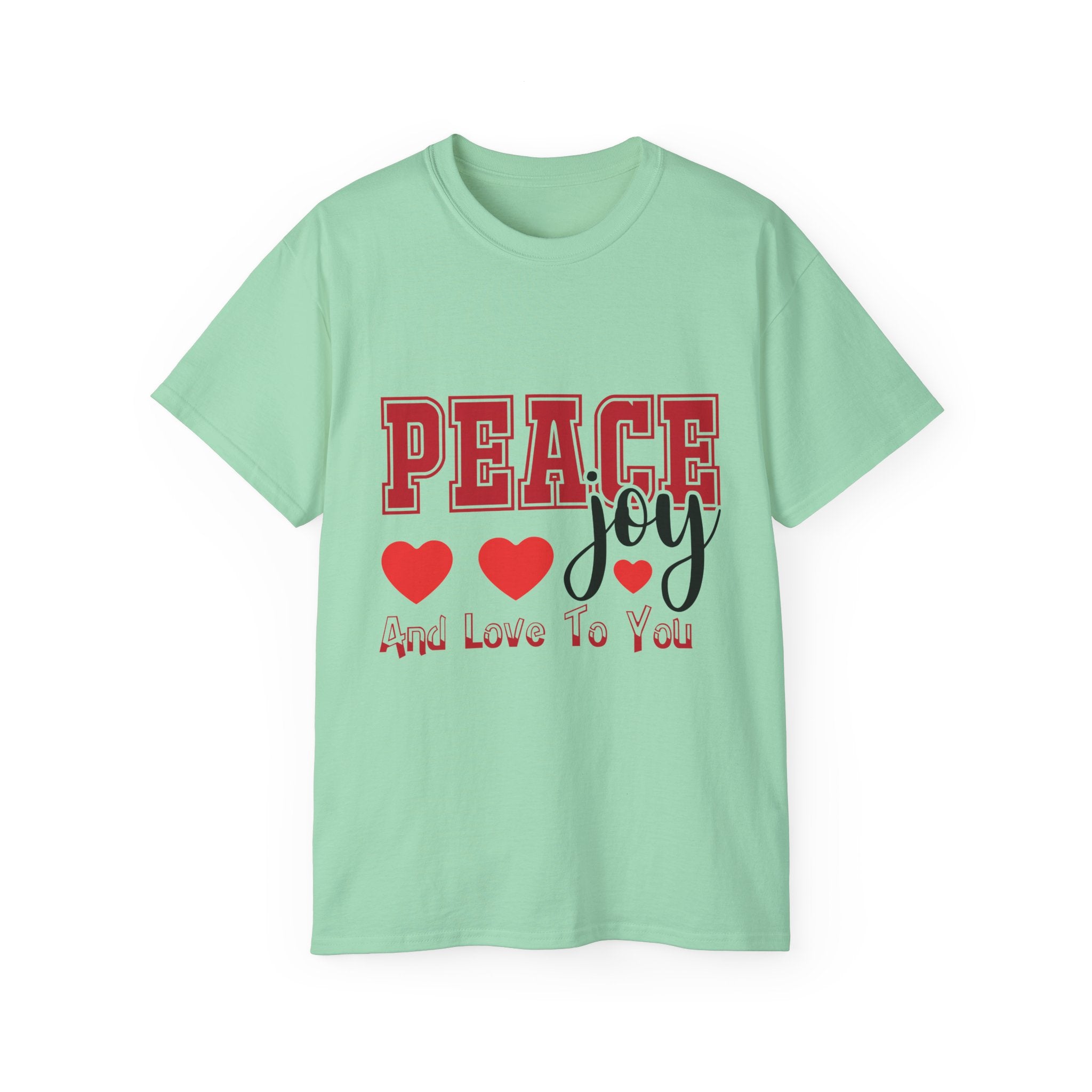 Peace, Joy & Love Retro Christmas T-Shirt | Gallory Hive