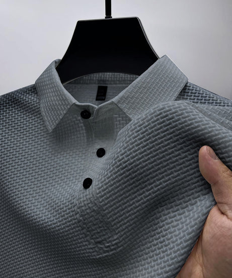 Men’s Textured Grey Polo Shirt – Modern Fit