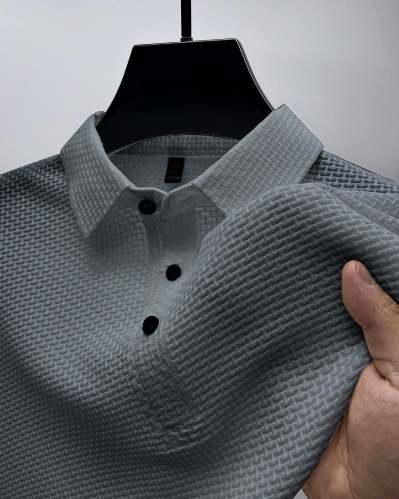 Men’s Textured Grey Polo Shirt – Modern Fit