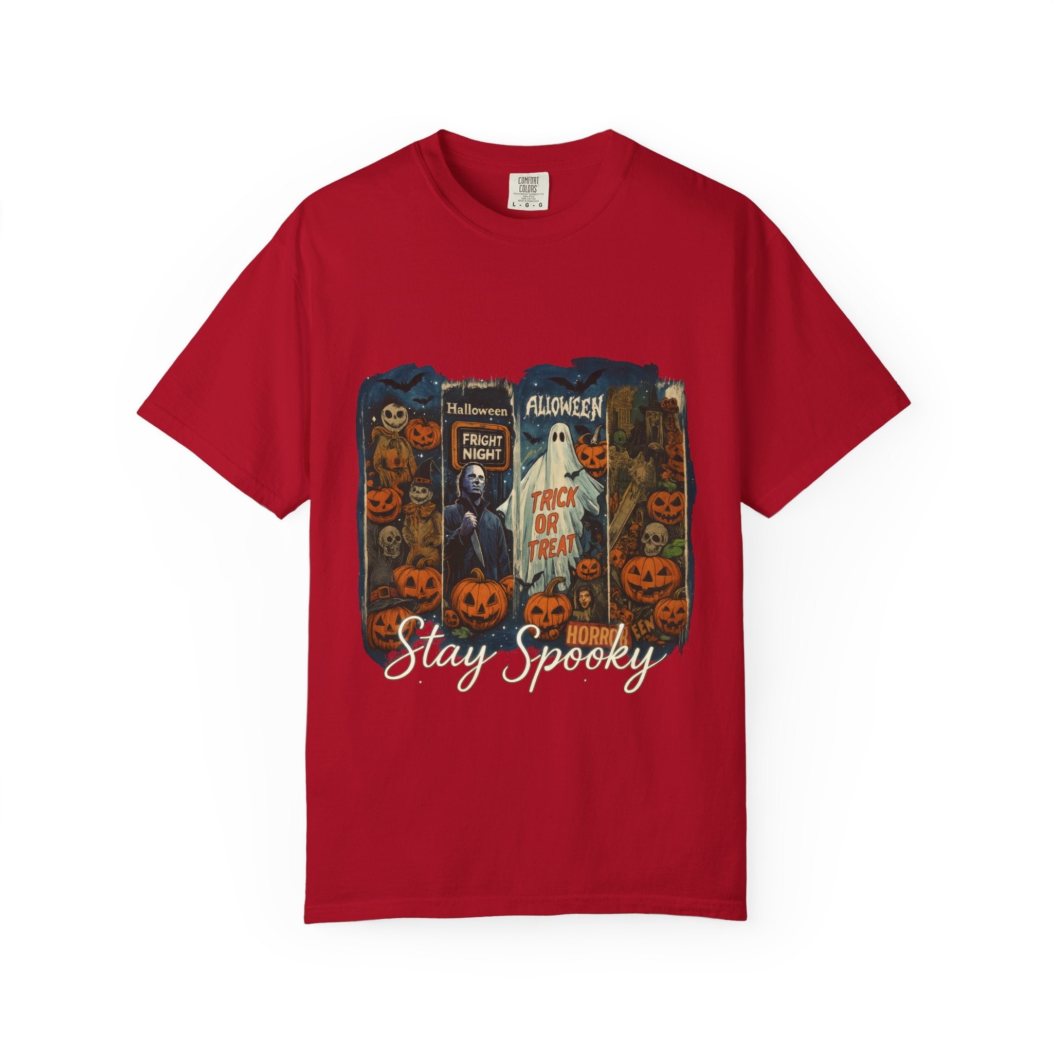 Stay Spooky Halloween Horror T-Shirt – Retro Slasher, Ghost, Pumpkins & Fright Night Design