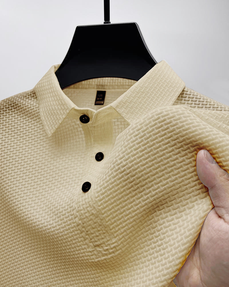 Men’s Textured Grey Polo Shirt – Modern Fit