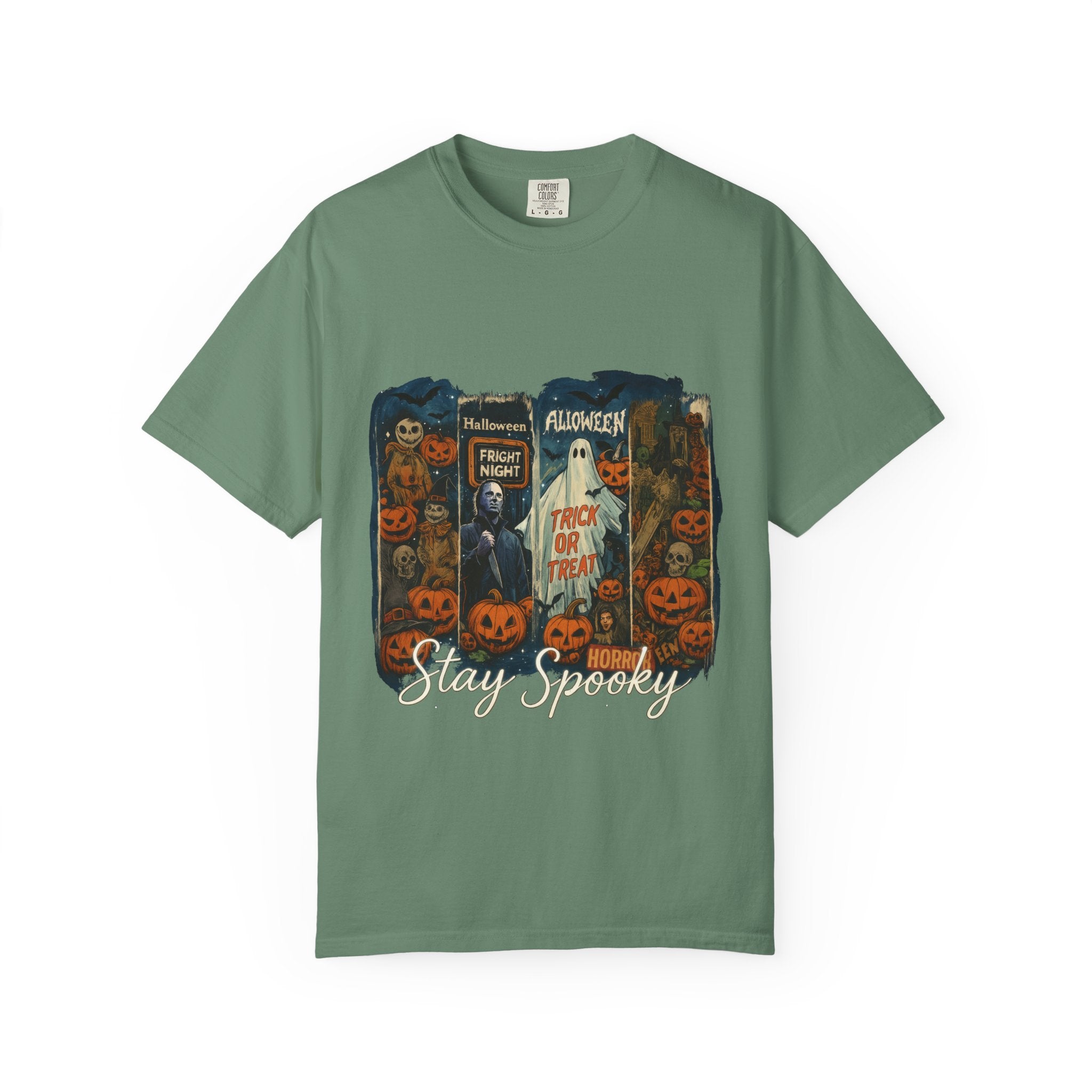 Stay Spooky Halloween Horror T-Shirt – Retro Slasher, Ghost, Pumpkins & Fright Night Design