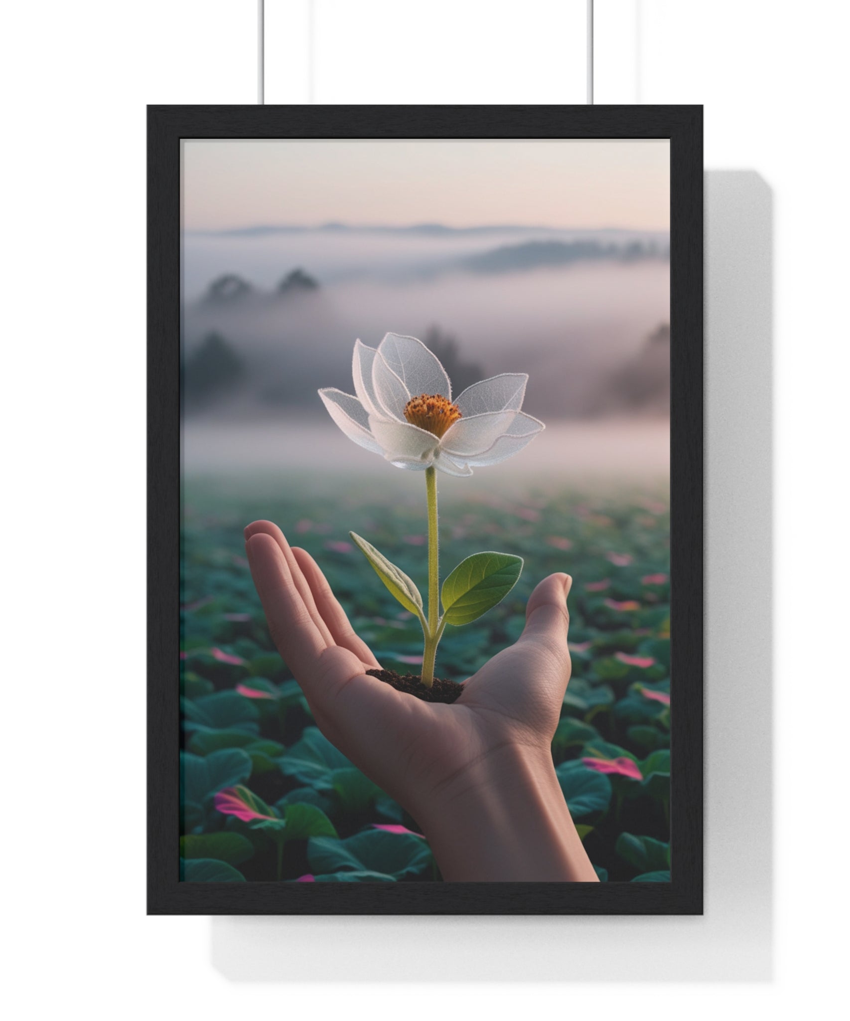 Framed Poster, Serene Floral Wall Art, Nature Print, Gift for Garden Lovers, Motivational Decor, Vertical Art Print - Gallory Hive