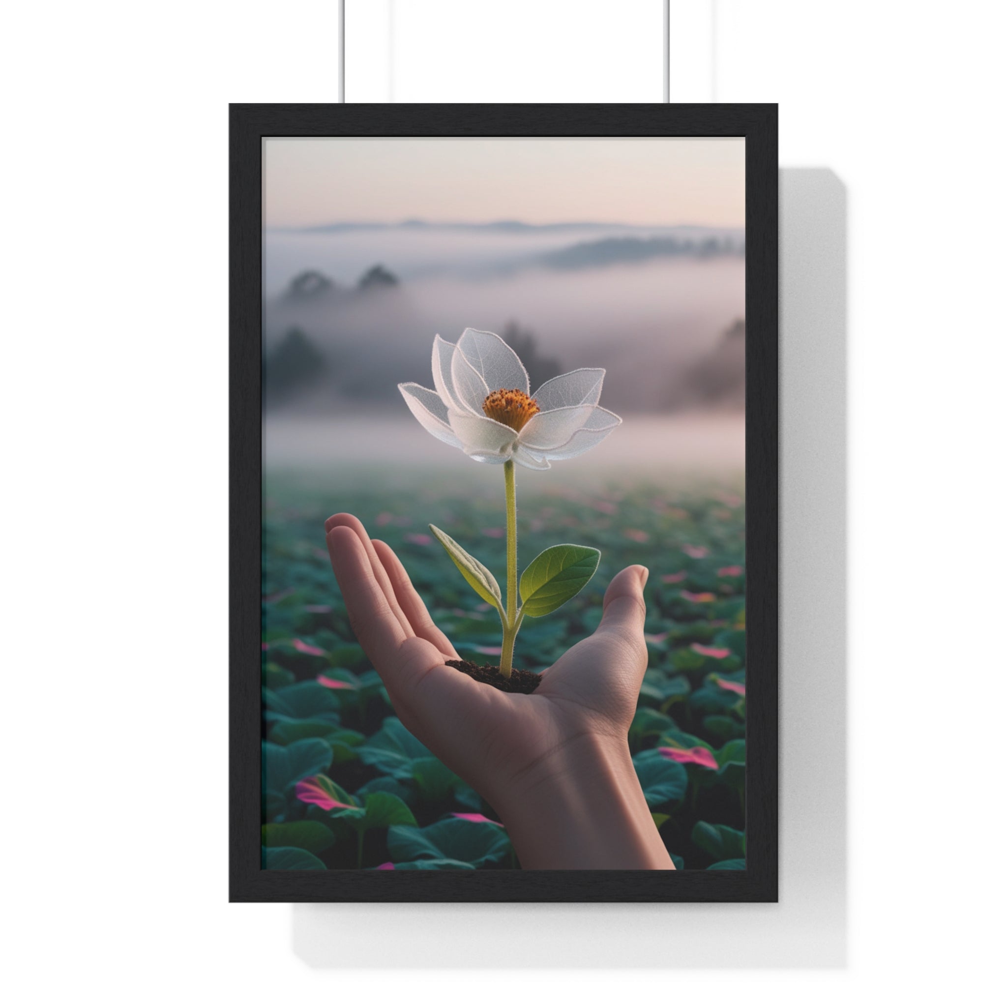 Framed Poster, Serene Floral Wall Art, Nature Print, Gift for Garden Lovers, Motivational Decor, Vertical Art Print