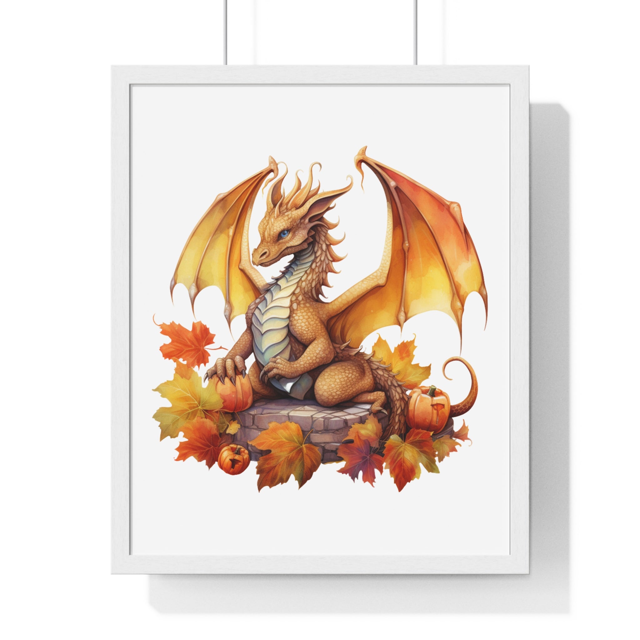 Autumn Dragon Wall Art – Fantasy Fall Decor with Pumpkins