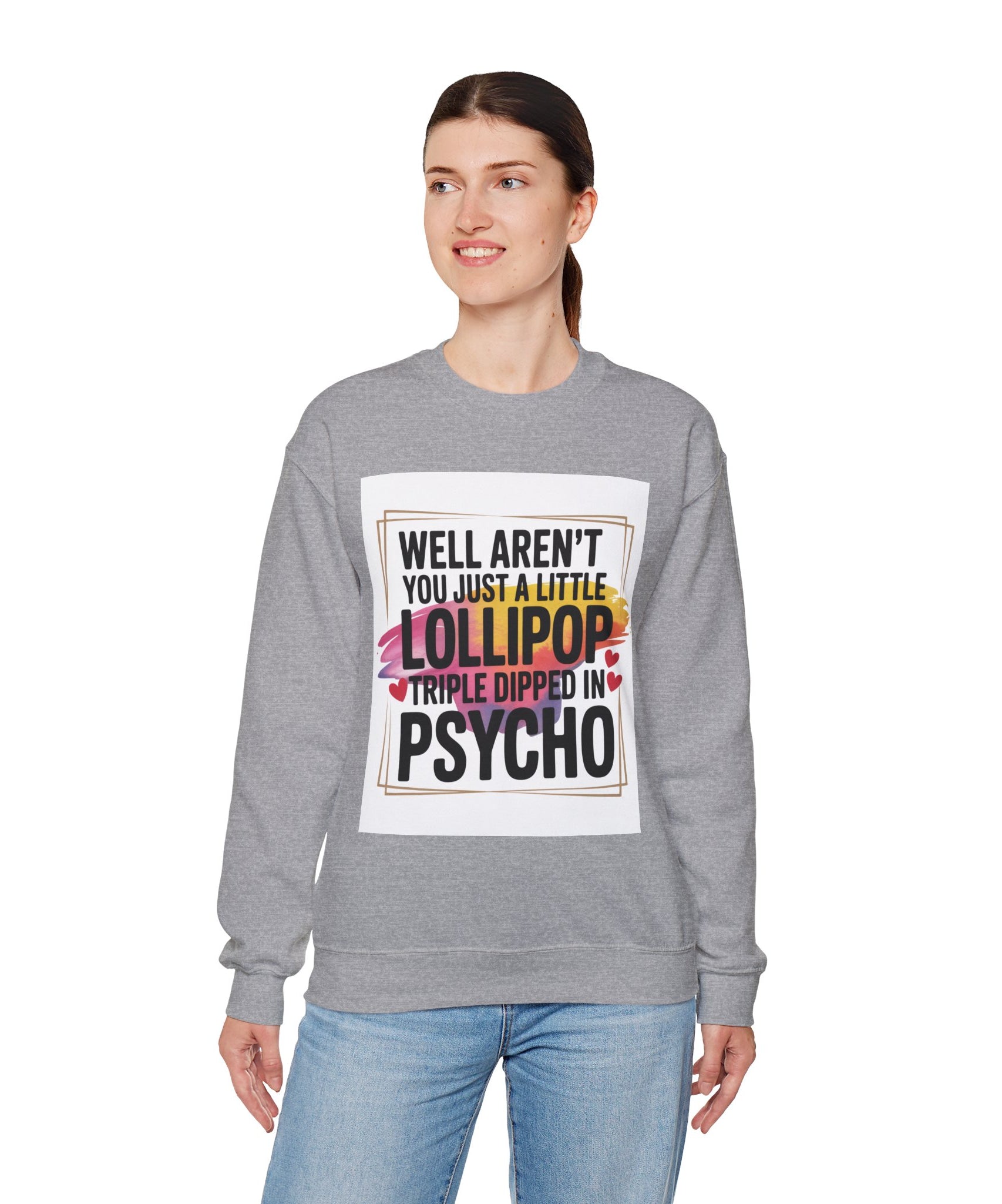Psycho Lollipop Sweatshirt | Fun Casual Crewneck, Gift for Friends, Humor Apparel, Everyday Wear, Unique Fashion - Gallory Hive