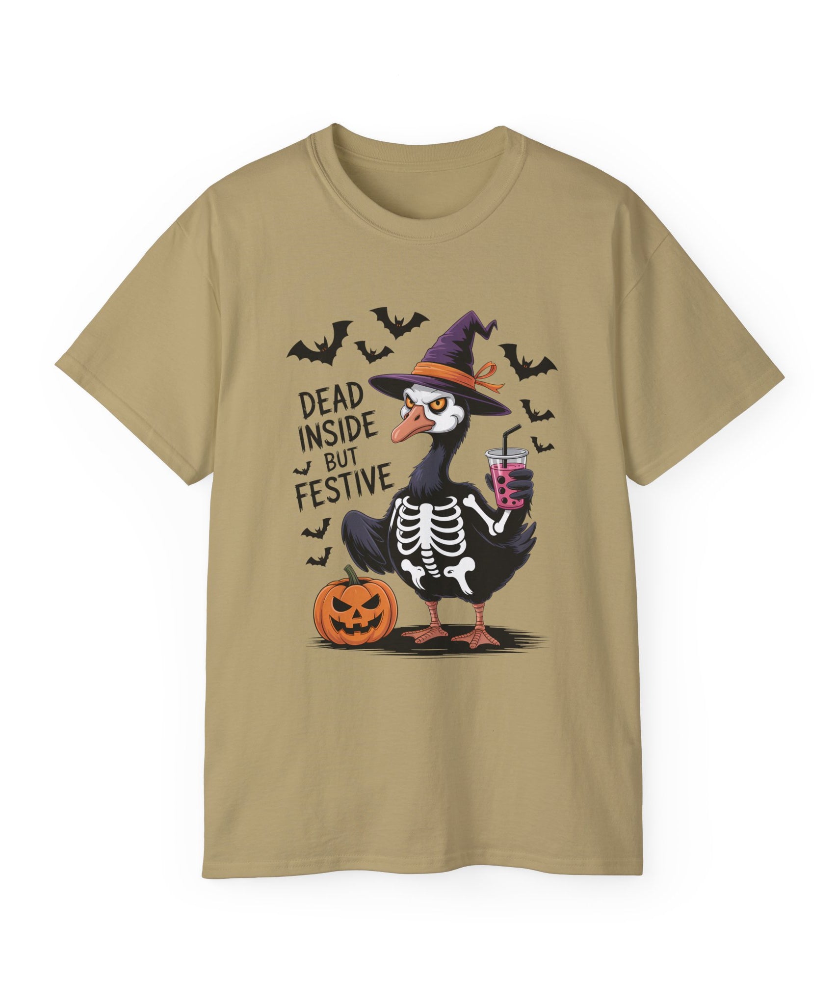 Halloween Skeleton Goose Tee - Festive T-Shirt