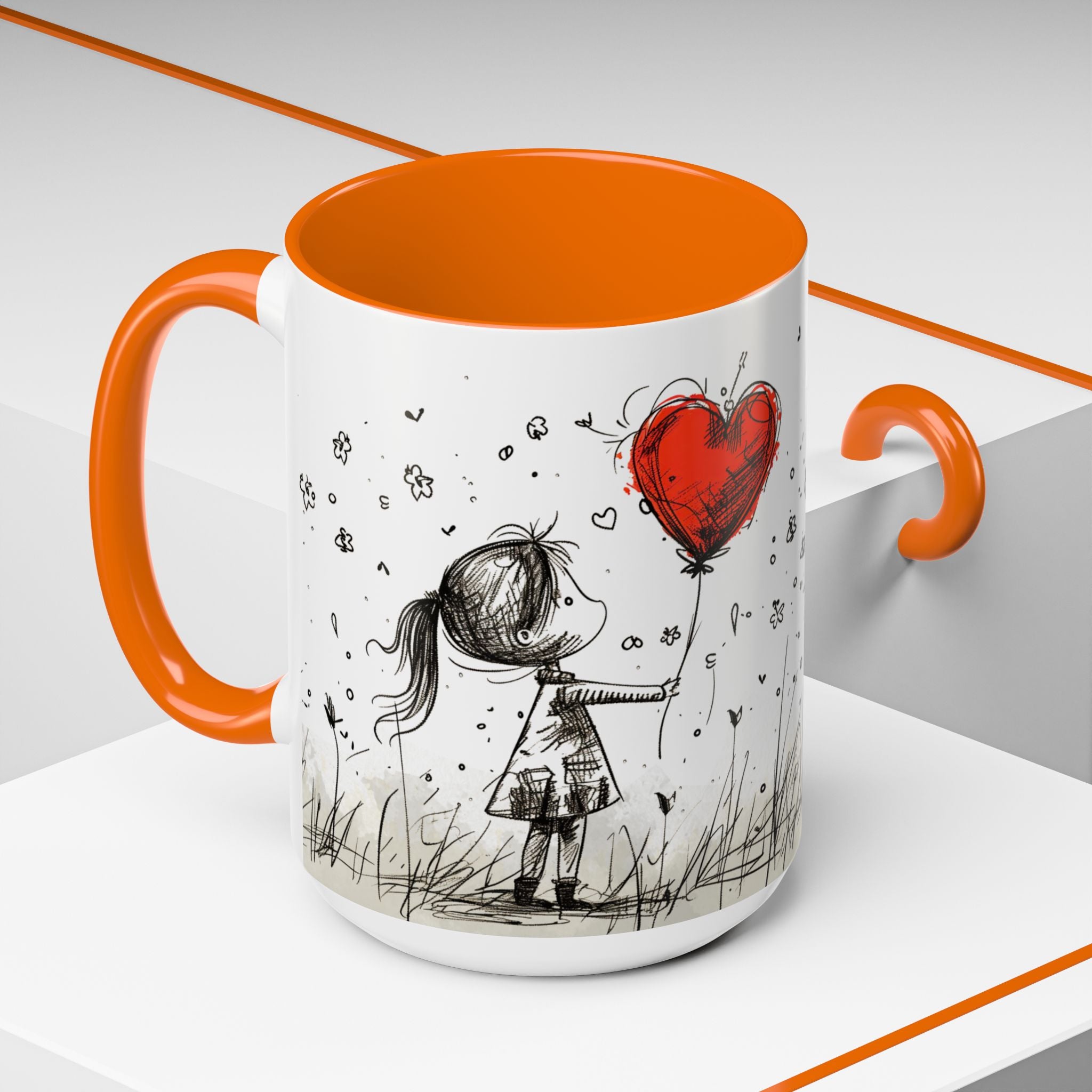 Love Heart Sketch Ceramic Coffee Mug | Gallory Hive