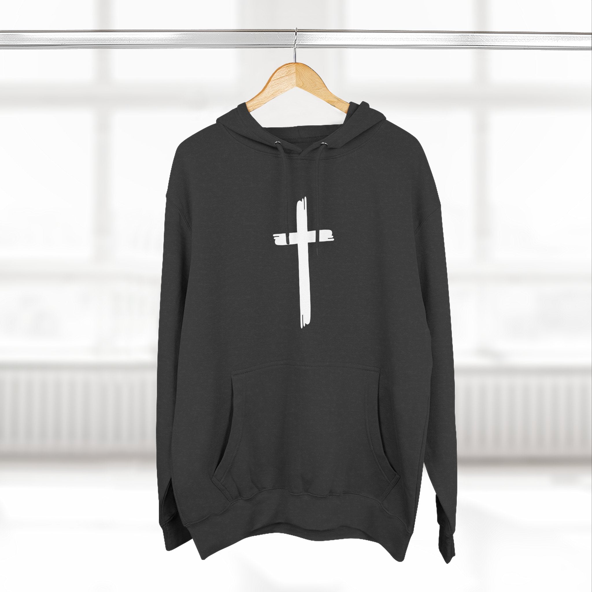 Faith-Inspired Fleece Hoodie, Comfortable Hoodie, Spiritual Gift, Cross Design, Inspirational Fashion, Cozy & Stylish