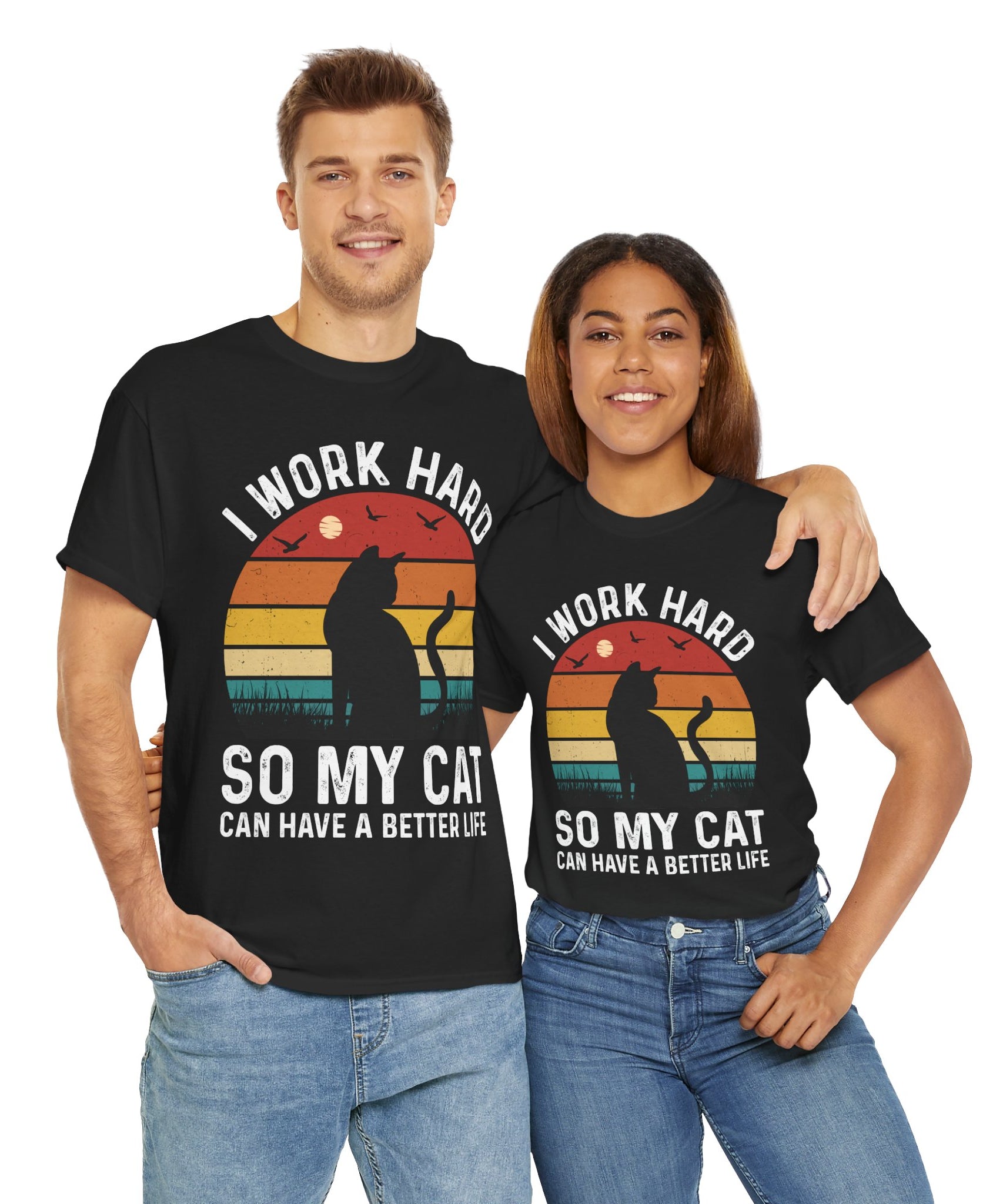 Retro Cat Lover Tee - Work Hard for My Pet