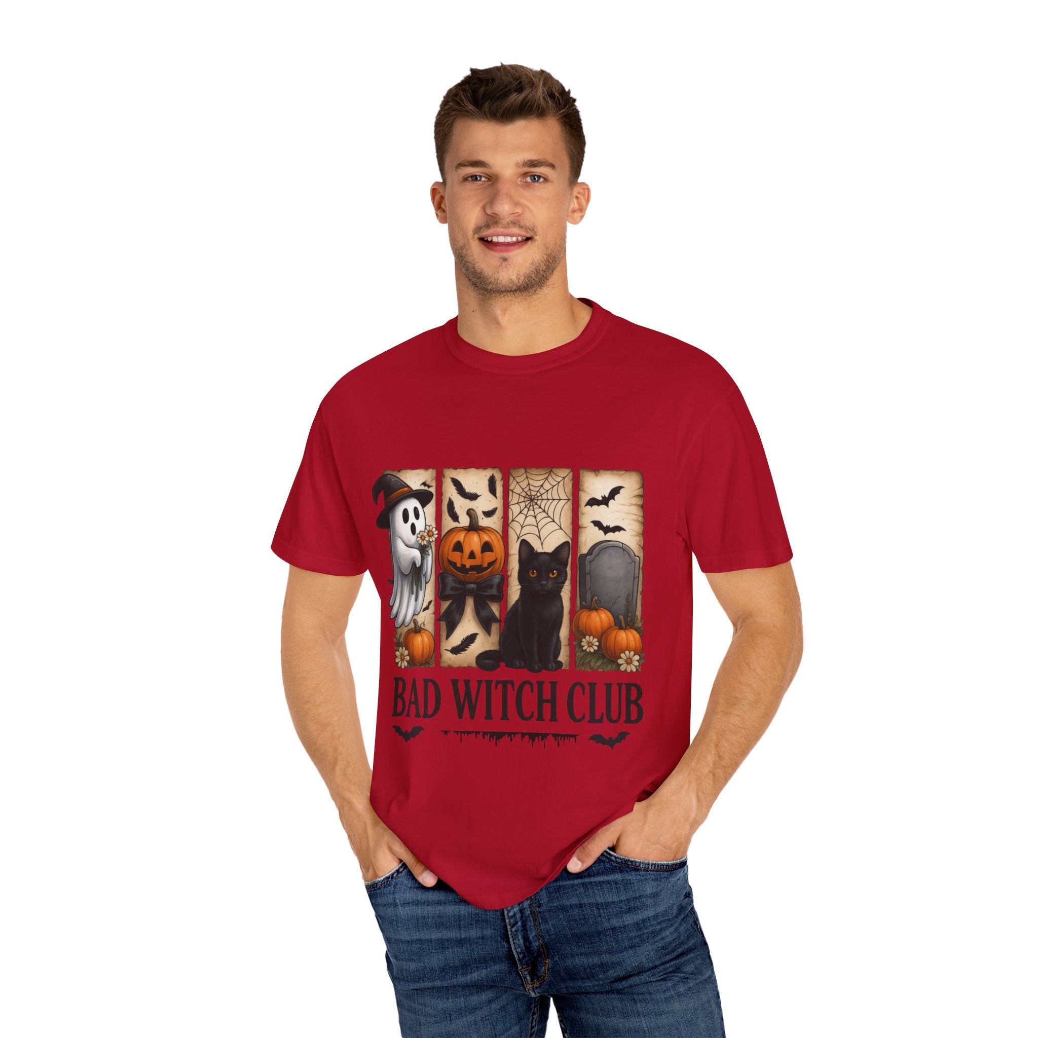 Bad Witch Club Halloween T-Shirt – Cute Ghost, Black Cat, Pumpkin & Spooky Gothic Design - Gallory Hive