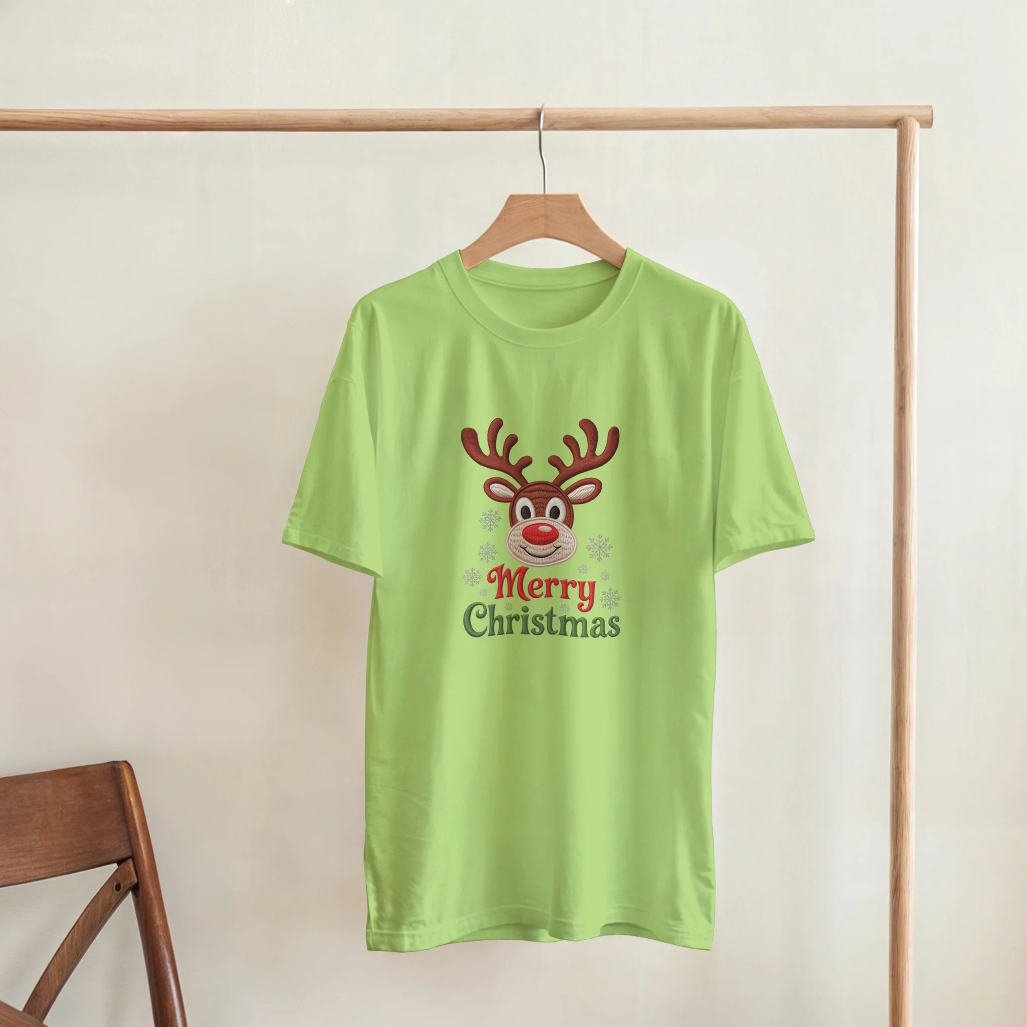 Festive Reindeer Merry Christmas Crewneck T-Shirt | Gallory Hive