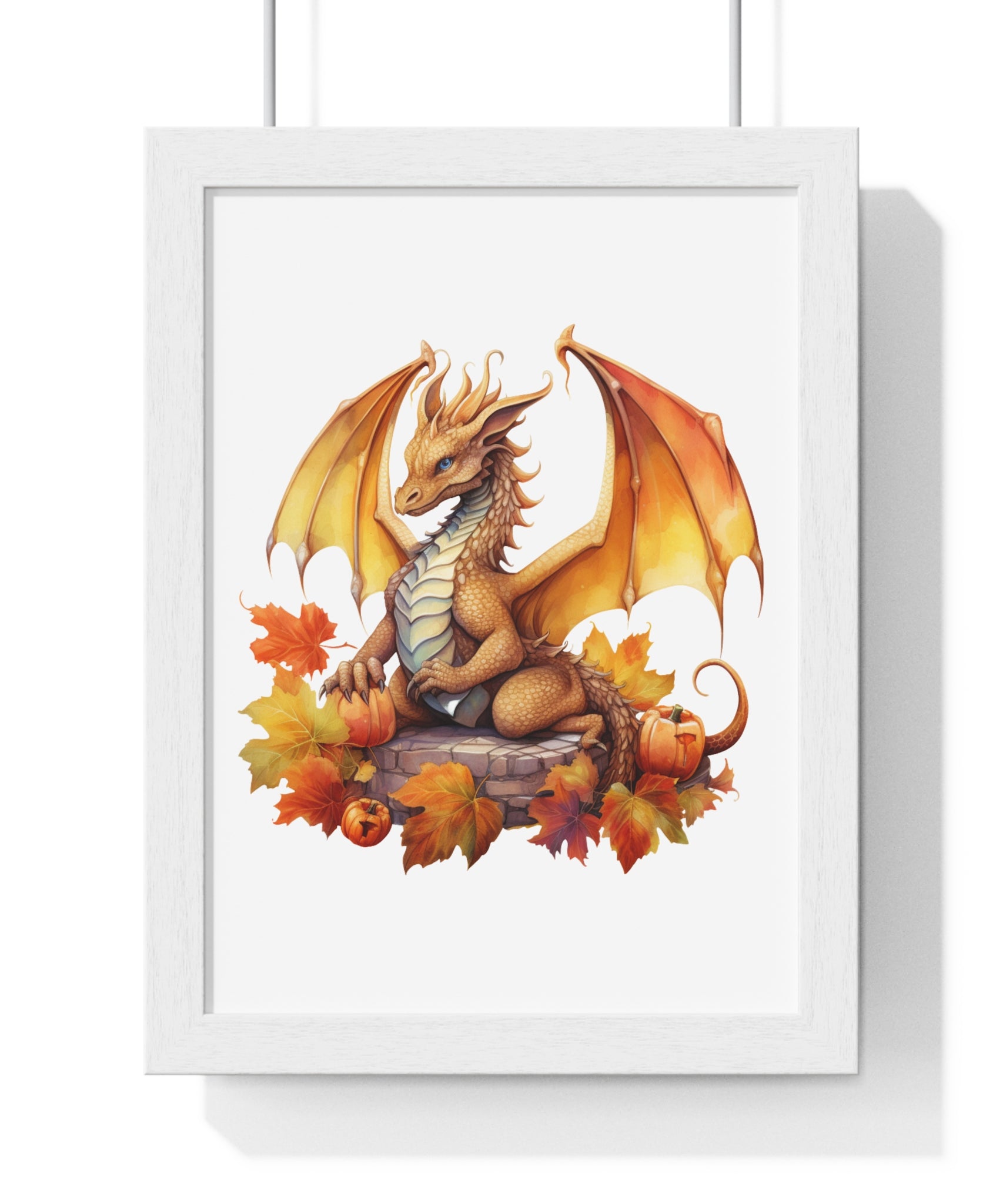 Autumn Dragon Wall Art – Fantasy Fall Decor with Pumpkins