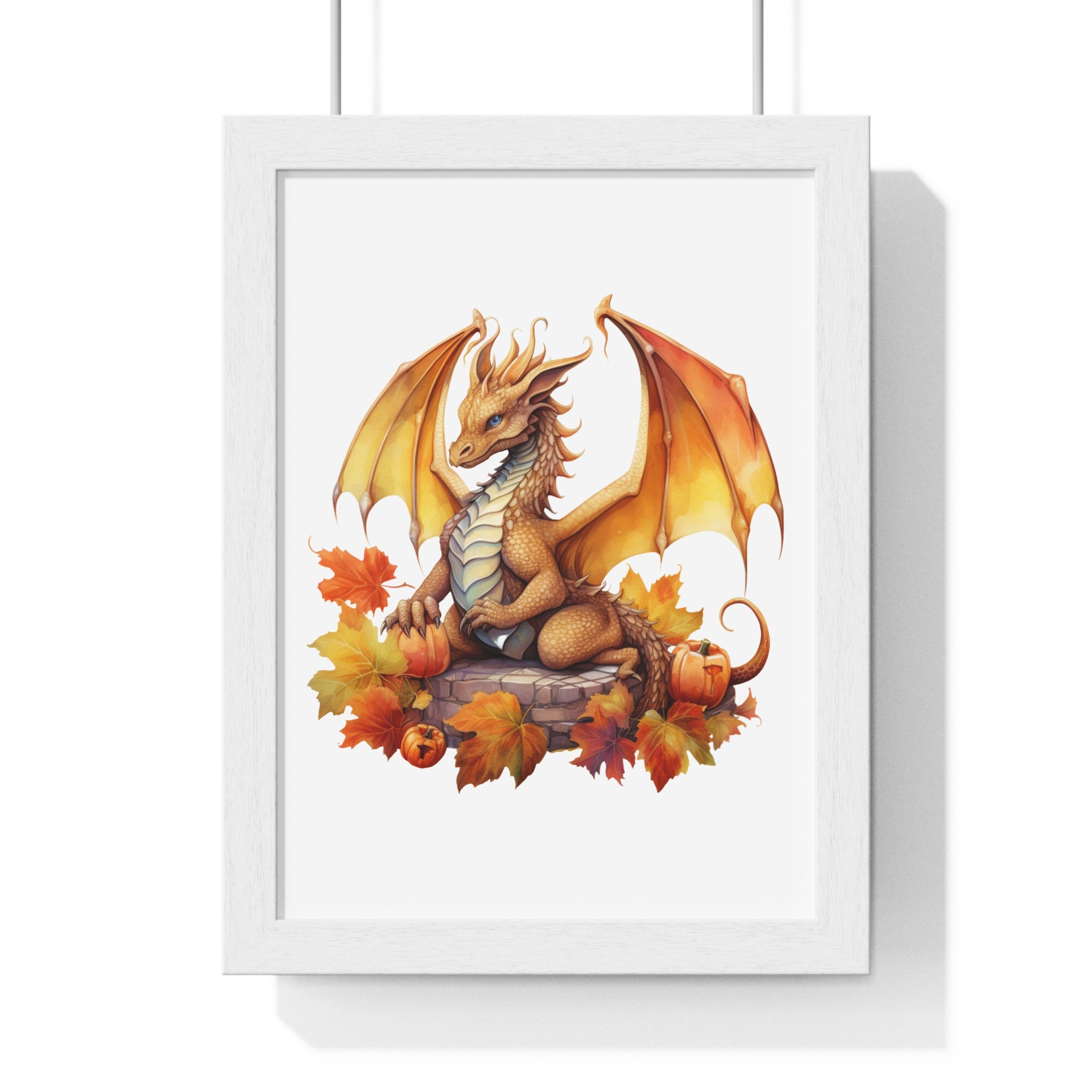 Autumn Dragon Wall Art – Fantasy Fall Decor with Pumpkins
