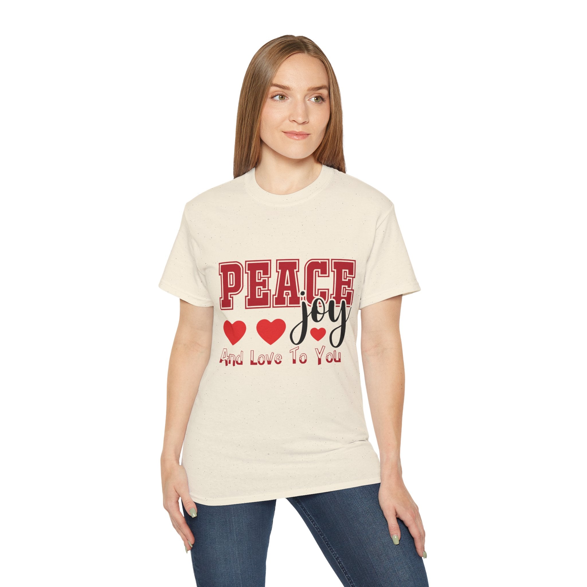 Peace, Joy & Love Retro Christmas T-Shirt | Gallory Hive