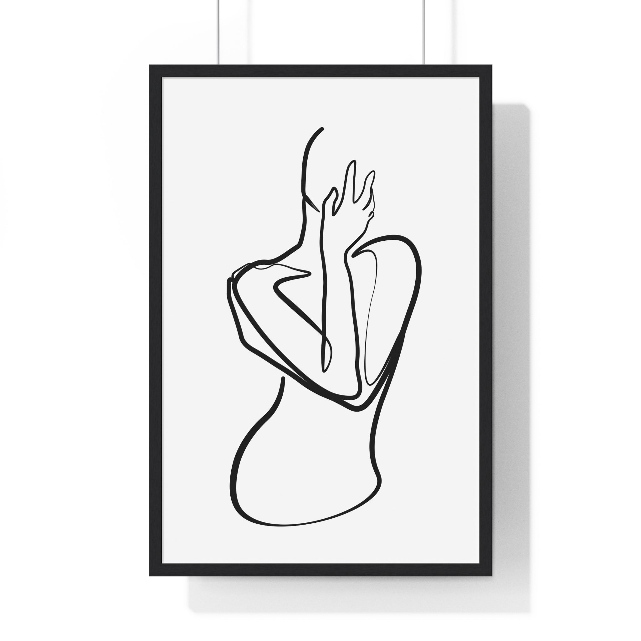 Human Body Line Art Poster – Minimalist Anatomy Drawing in Premium Wooden Frame
