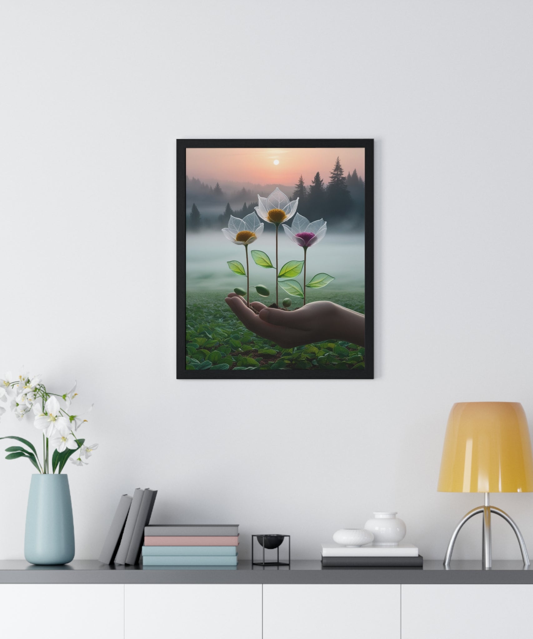 Nature Botanical Vertical Framed Poster, Serene Floral Wall Art, Inspirational Home Decor, Botanical Print, Gift for Garden Lovers - Gallory Hive