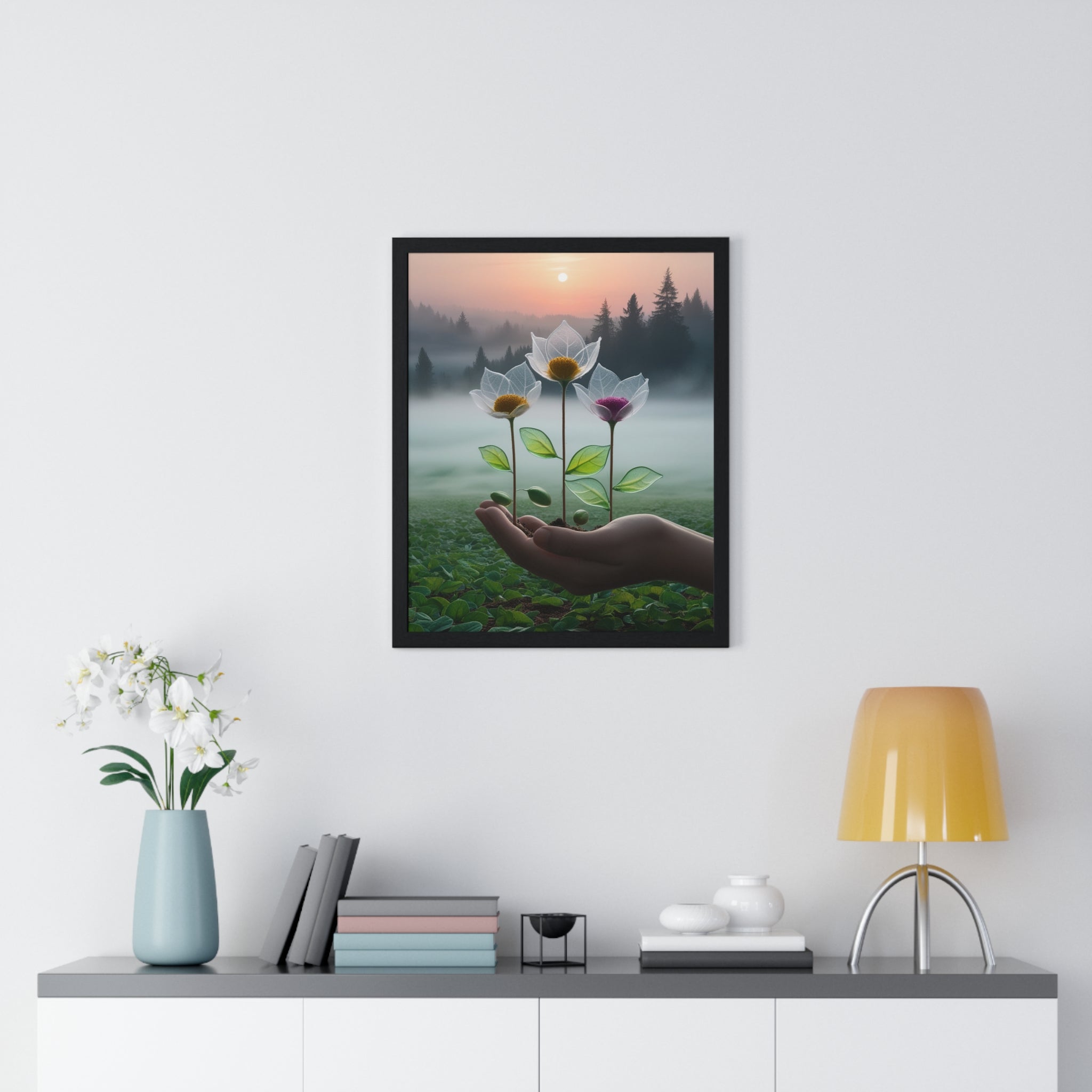 Nature Botanical Vertical Framed Poster, Serene Floral Wall Art, Inspirational Home Decor, Botanical Print, Gift for Garden Lovers