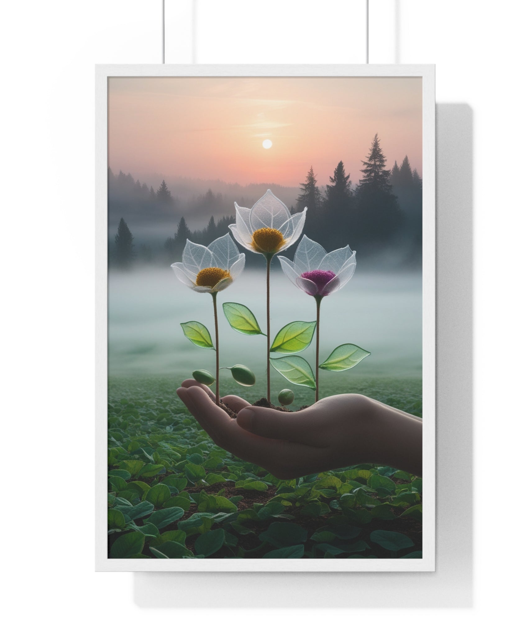 Nature Botanical Vertical Framed Poster, Serene Floral Wall Art, Inspirational Home Decor, Botanical Print, Gift for Garden Lovers - Gallory Hive