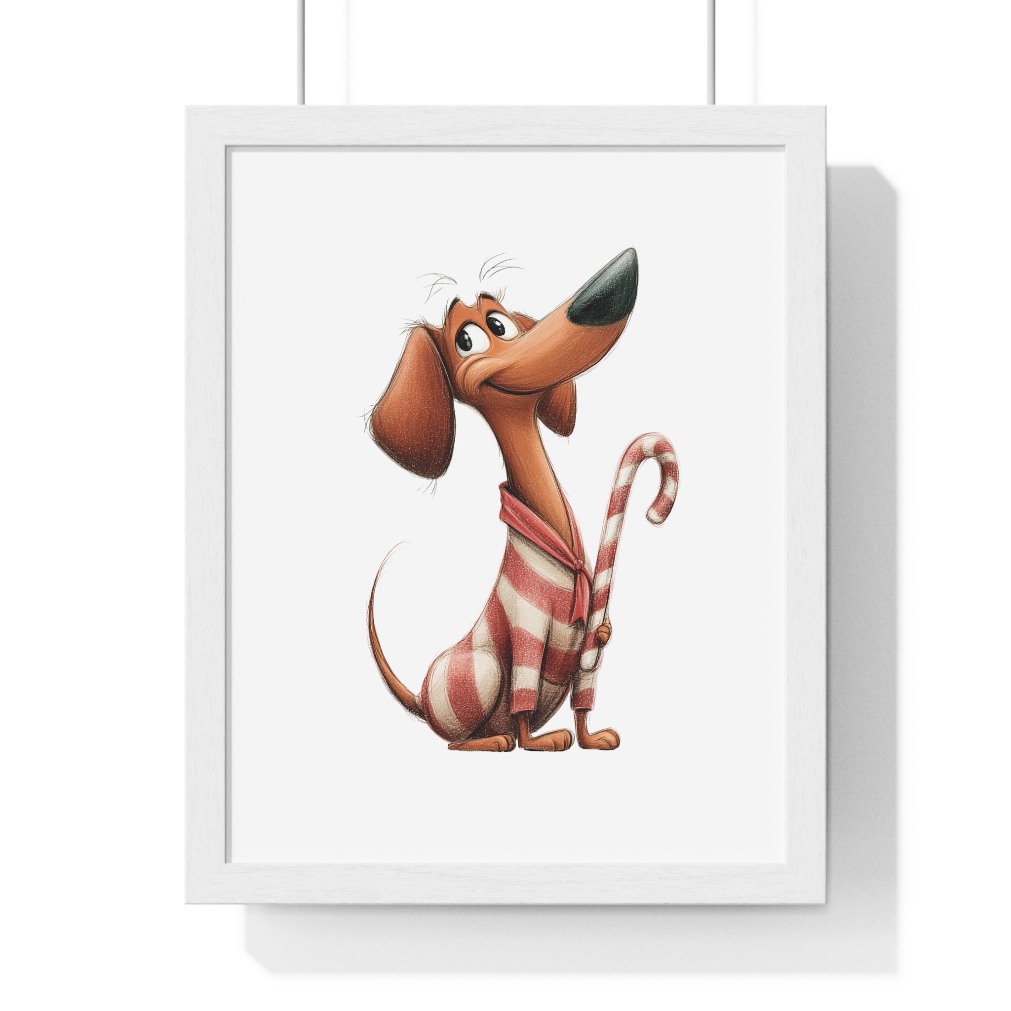 Wood Framed Candy Cane Dachshund Decor - Gallory Hive